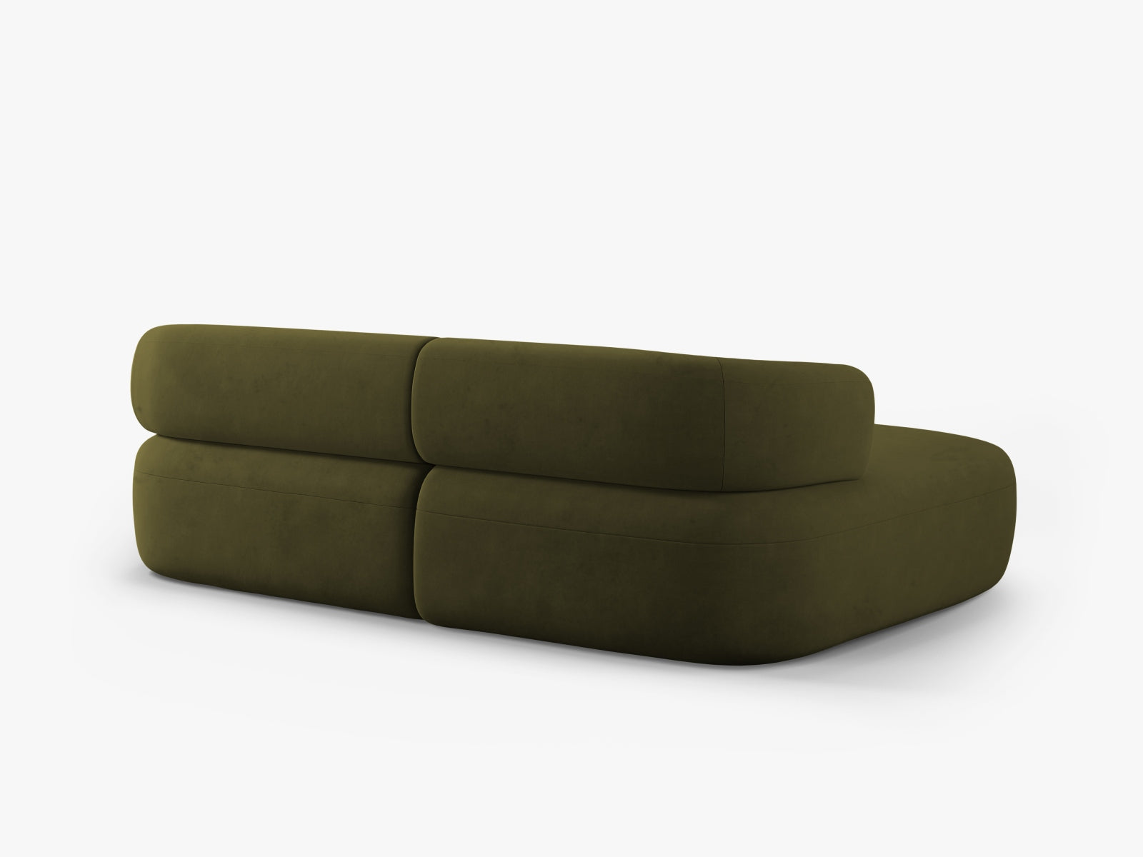 Stylisches 5-Sitzer Ecksofa Jenny in hochwertigem Velours, linksseitig, in einem trendigen Grünton, perfekt für ein modernes Wohnambiente.
