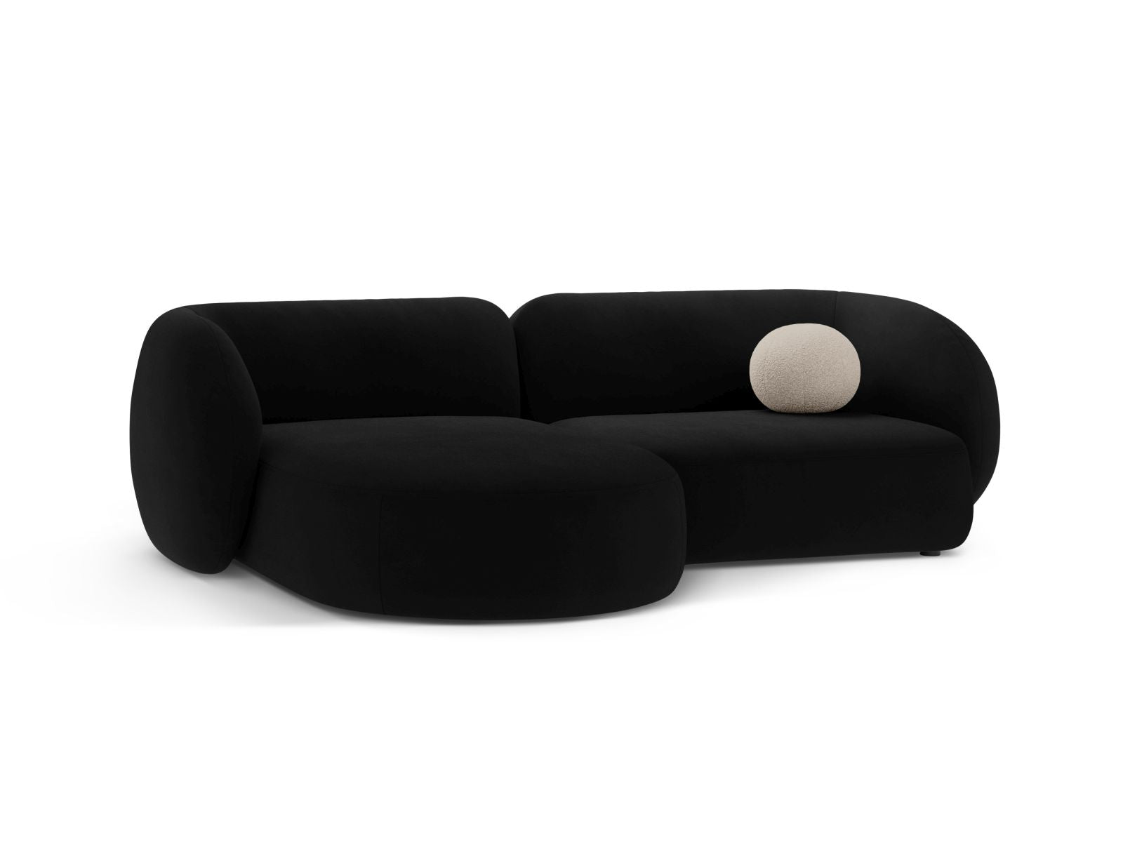 Stylisches 2-Sitzer Ecksofa links Kate in elegantem Schwarz, ideal für moderne Wohnräume, von Micadoni.