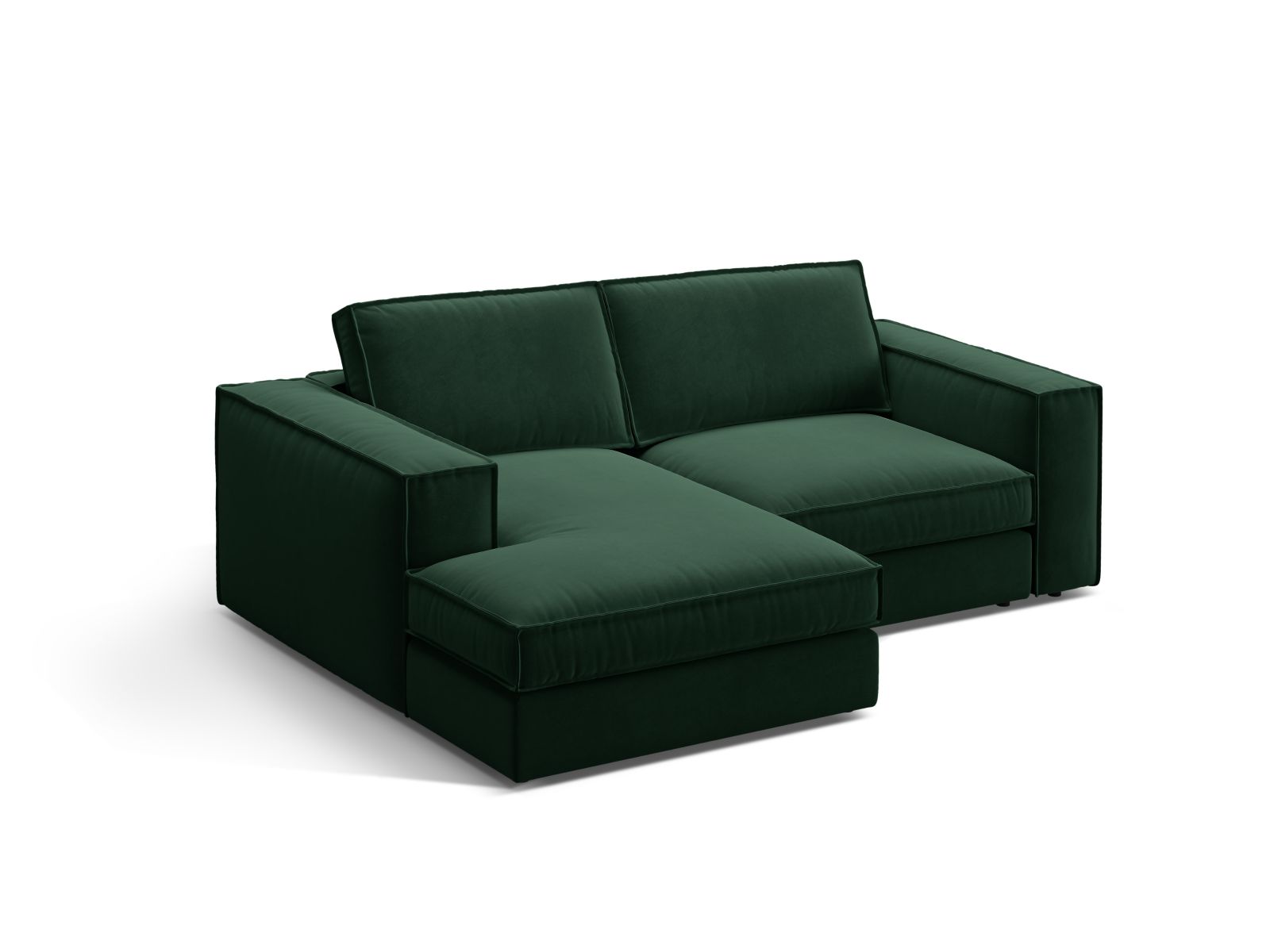 Stylisches 2-Sitzer Ecksofa links Pola in edlem Bottle Green, ideal für moderne Wohnräume, von Micadoni.
