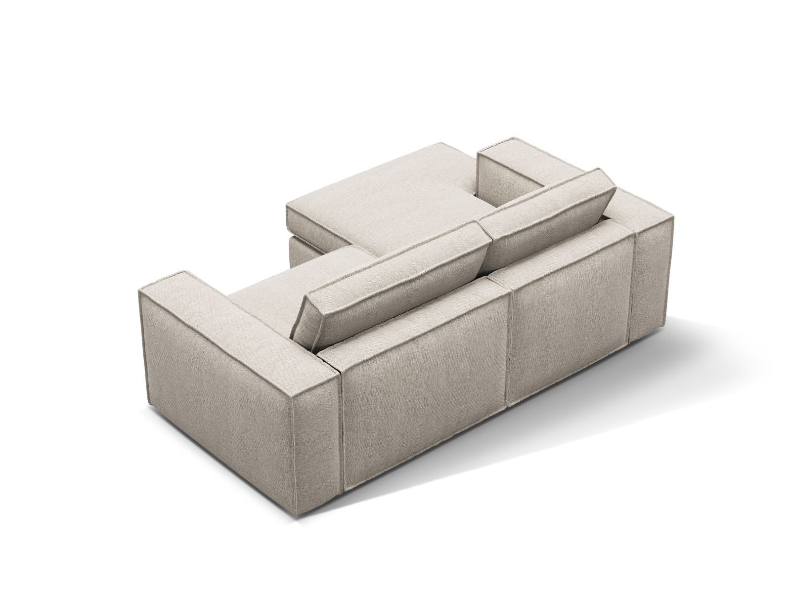 Modulares 2-Sitzer Ecksofa Pola in Sand-Babel, perfekt für gemütliche Ecken, bietet zeitgemäße Eleganz und hervorragende Bequemlichkeit.