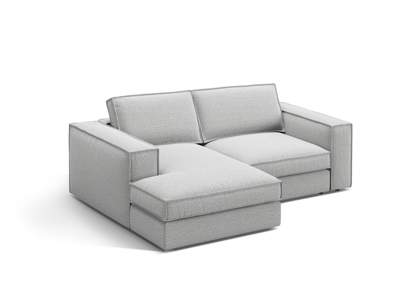 Modulares 2-Sitzer Ecksofa Pola in hellem Grau, stilvoll und modern, ideal für gemütliche Wohnräume, erhältlich bei KAQTU Design AG.