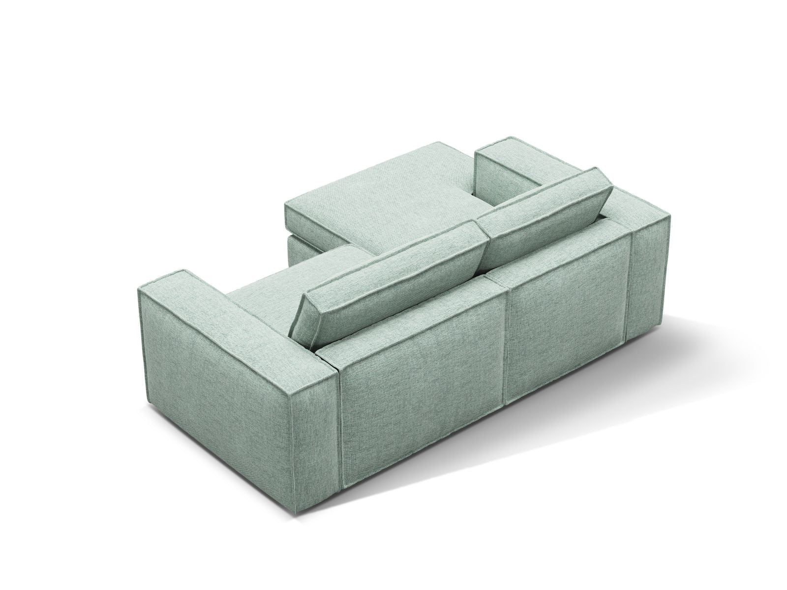 Stylisches 2-Sitzer Ecksofa links Pola in zartem Mintgrün, perfekt für gemütliche Wohnzimmer und stilvolle Einrichtung.