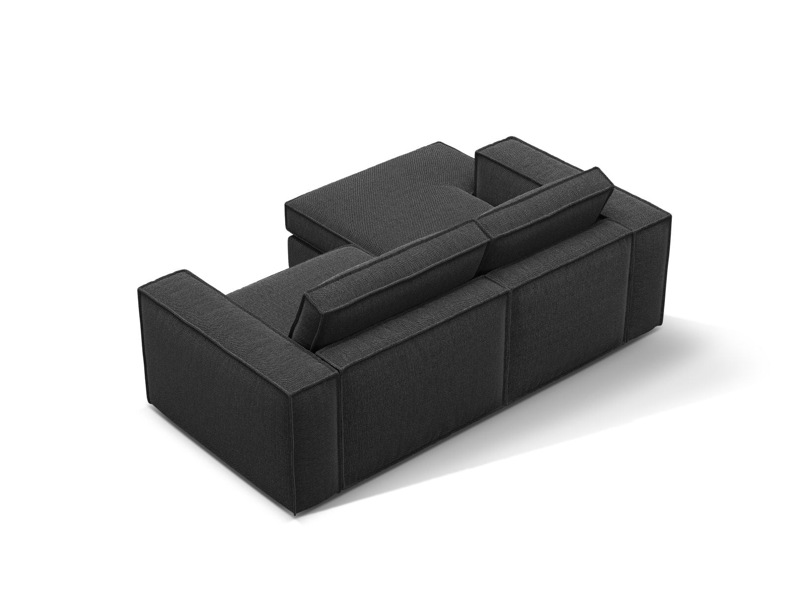 Stylisches 2-Sitzer Ecksofa links Pola in zeitlosem Schwarz, perfekt für gemütliche Abende und stilvolle Einrichtungsideen.