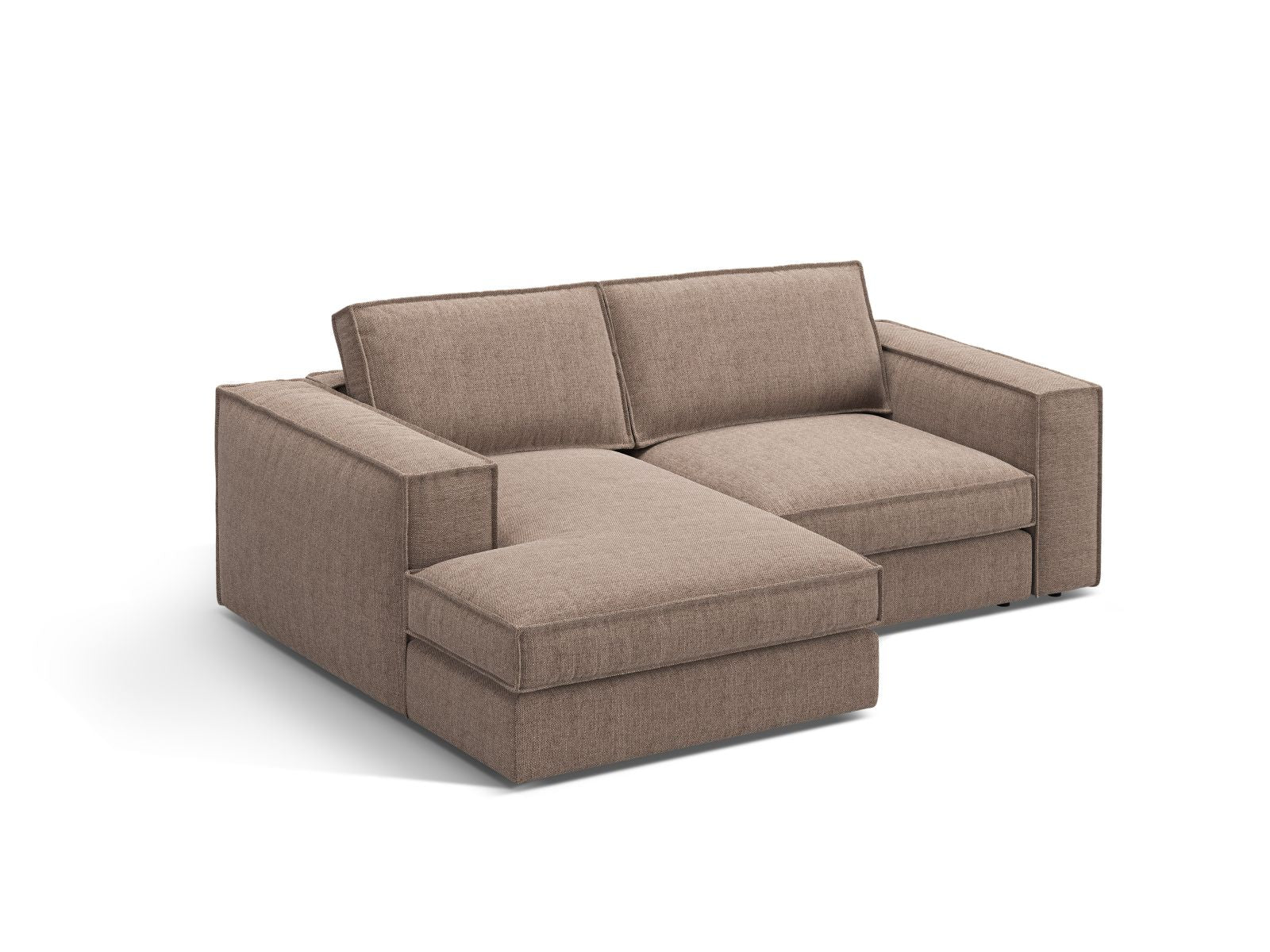 Modulares 2-Sitzer Ecksofa Pola in hellem Braun, stilvoll und bequem, ideal für moderne Wohnräume, erhältlich bei KAQTU Design AG.