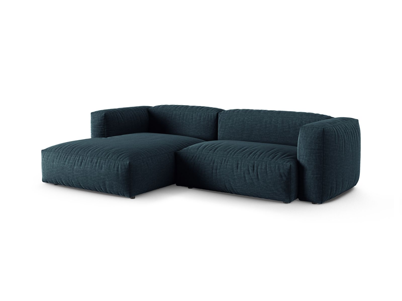 Modulares 2-Sitzer Ecksofa links XL Martina in stilvollem Blue Jeans-Boston, ideal für moderne Wohnräume.
