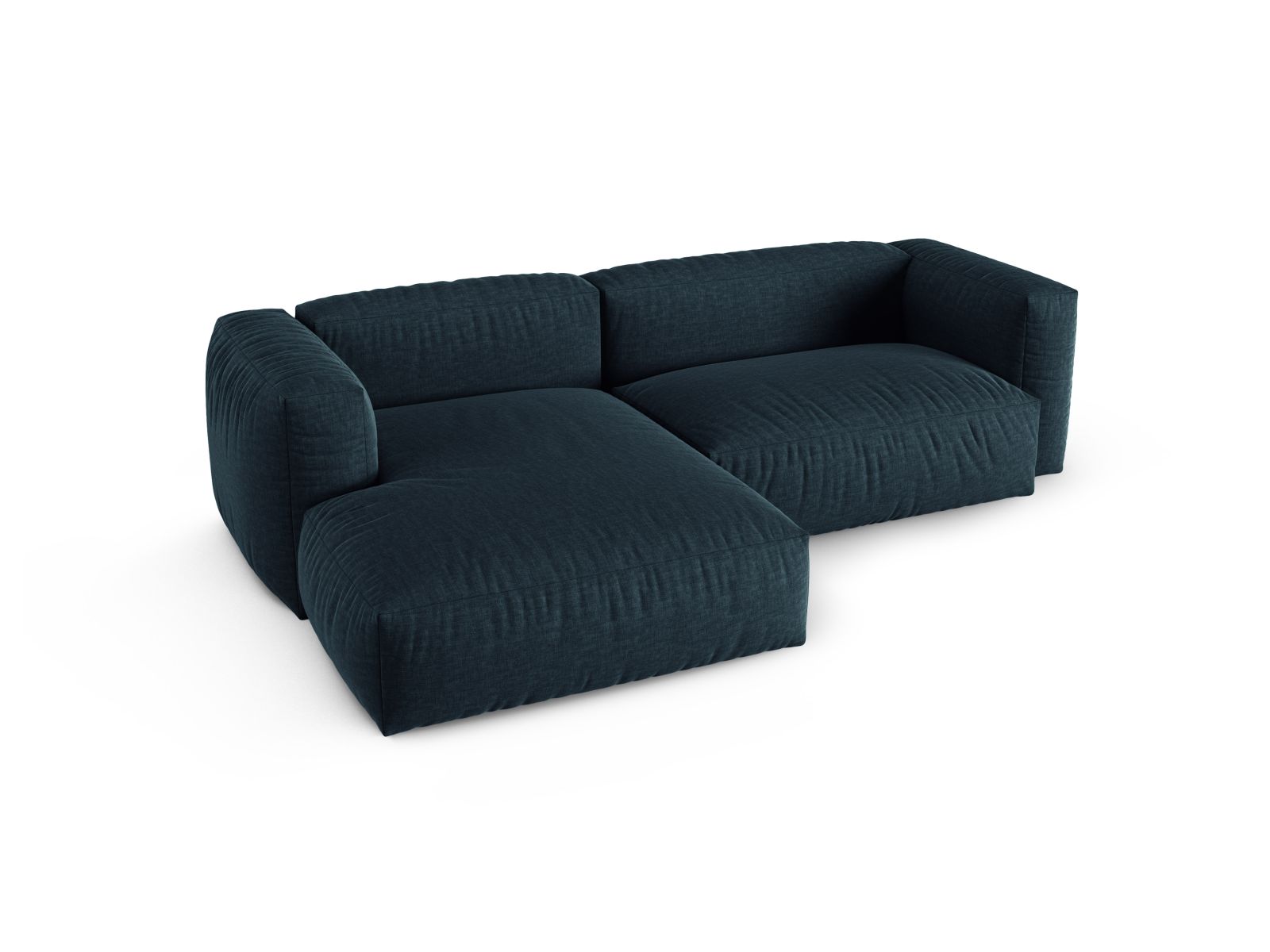 Modulares 2-Sitzer Ecksofa links XL Martina in modernem Blue Jeans-Boston, ideal für komfortable und stilvolle Wohnräume.