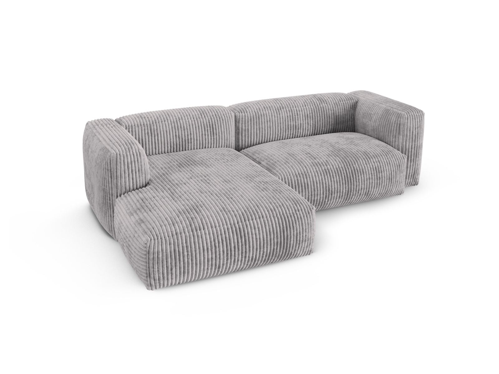 Stylisches, großzügiges 2-Sitzer Ecksofa links XL Martina in dezentem Grau, ideal für zeitgemäße und einladende Wohnräume.