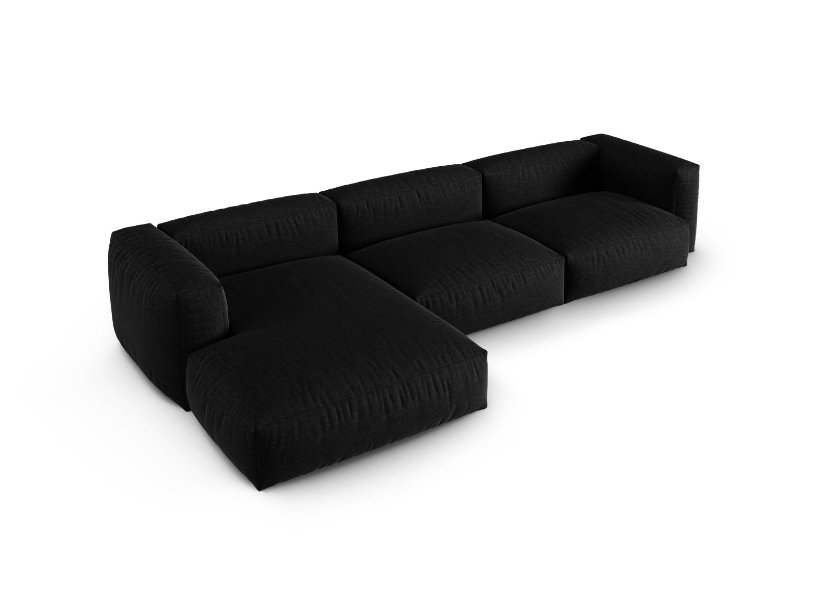 Modulares 3-Sitzer Ecksofa links Martina in stilvollem Schwarz, ideal für komfortable und moderne Wohnräume von Micadoni.