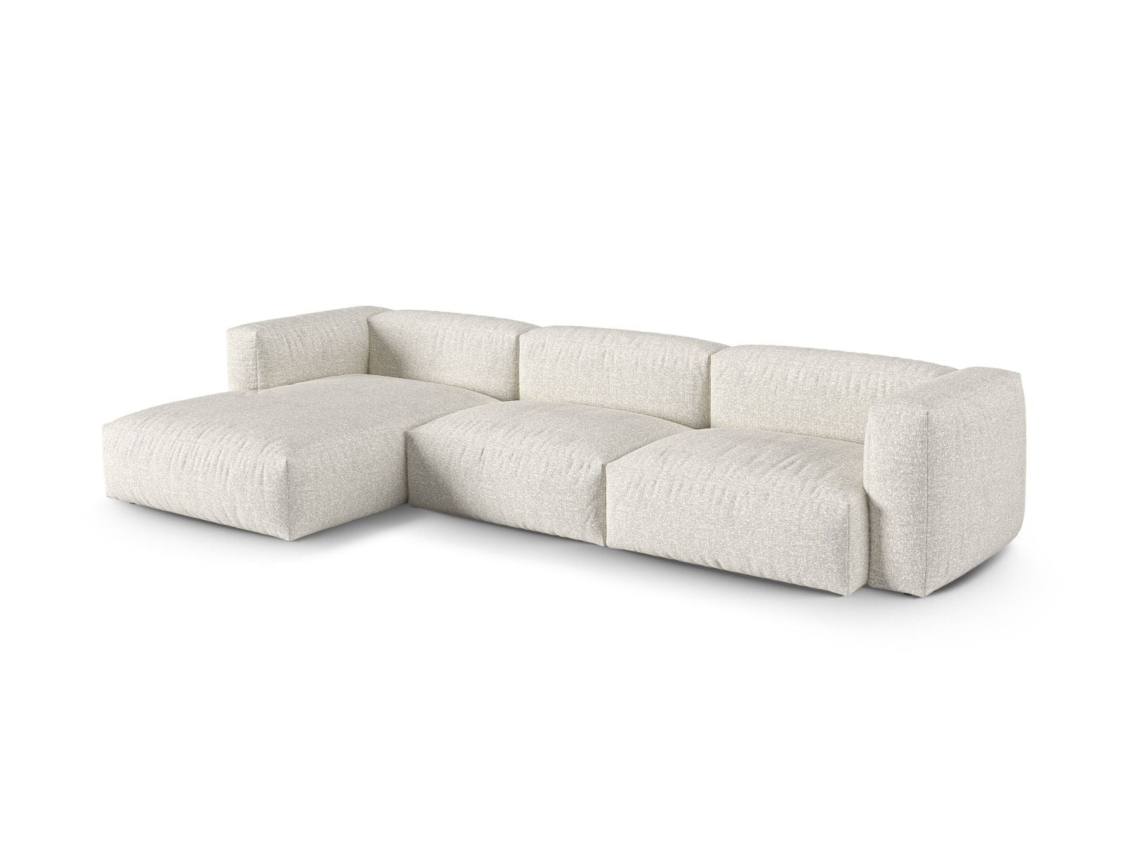 Elegantes 3-Sitzer Ecksofa links XL Martina in stilvollem Grey Beige Melange, ideal für moderne Wohnräume.