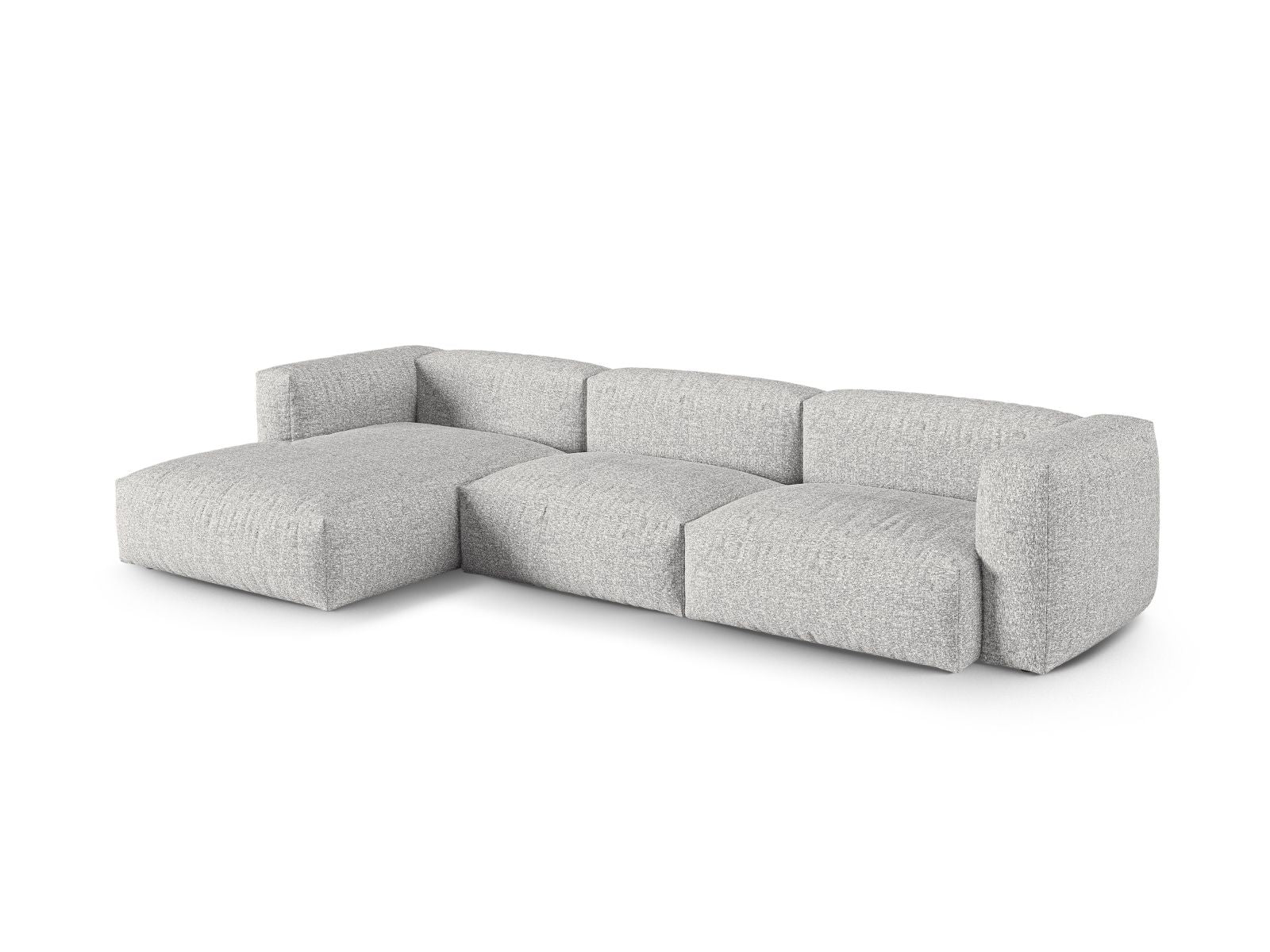 Elegantes 3-Sitzer Ecksofa links XL Martina in Silver-Monet, ideal für stilvolle Wohnräume, präsentiert von Micadoni.