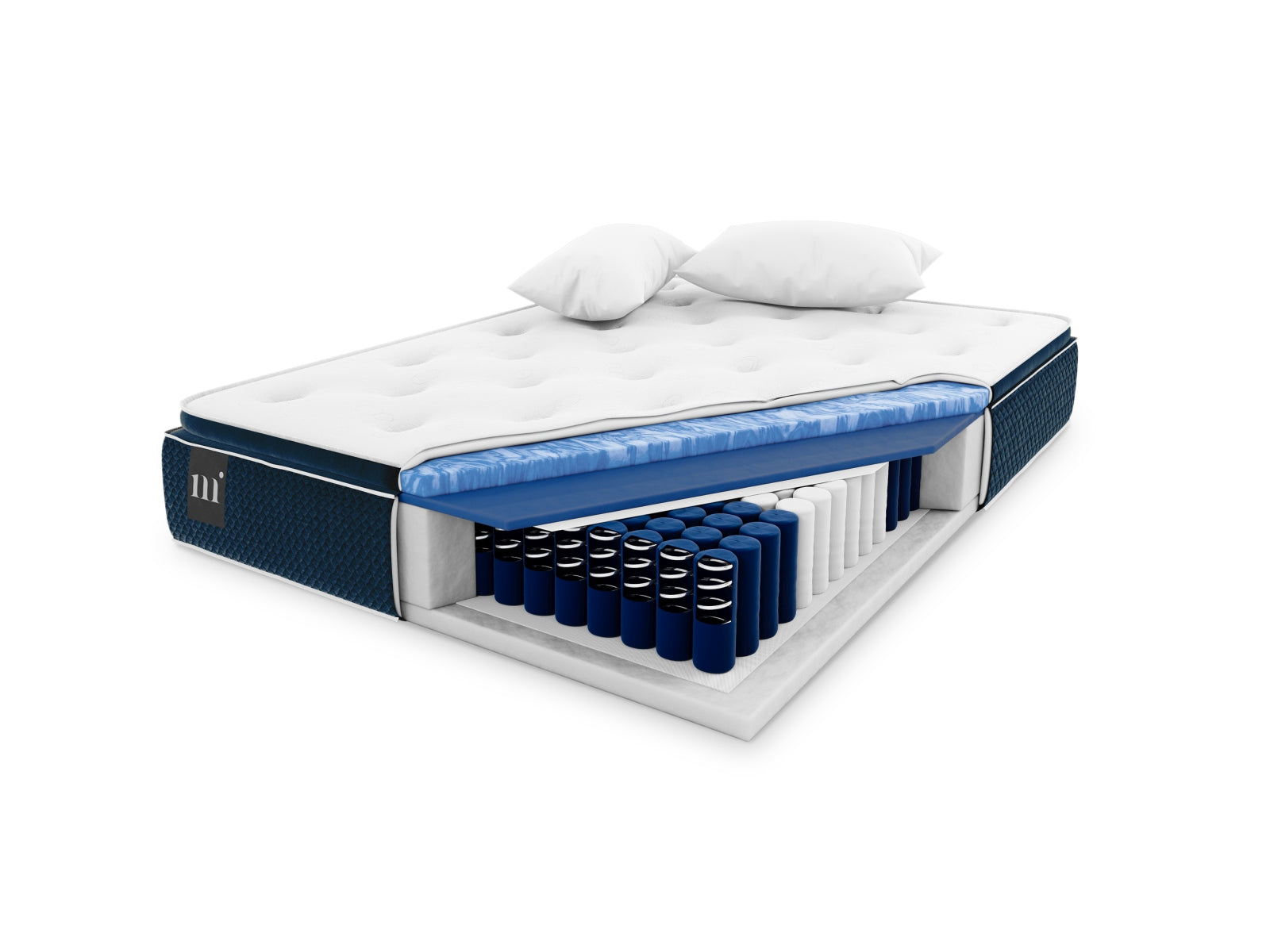 Beni Pocket Spring Matratze in White und Blue-Primo/Monolith präsentiert im Onlineshop von KAQTU Design AG. Matratze ist von Micadoni