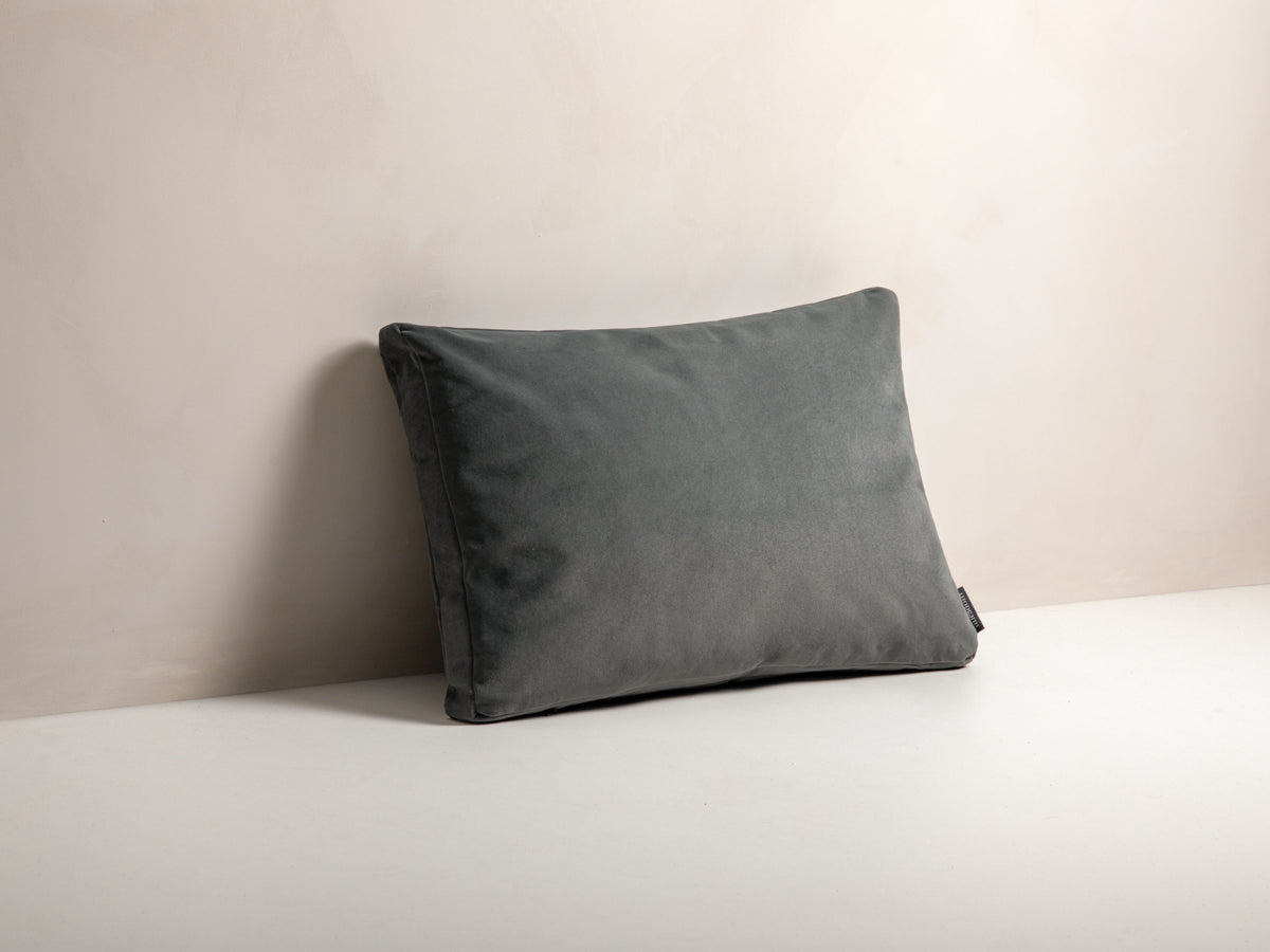 Stripy Velour Pillow in Grey-Matt Velvet präsentiert im Onlineshop von KAQTU Design AG. Deko Kissen ist von Micadoni
