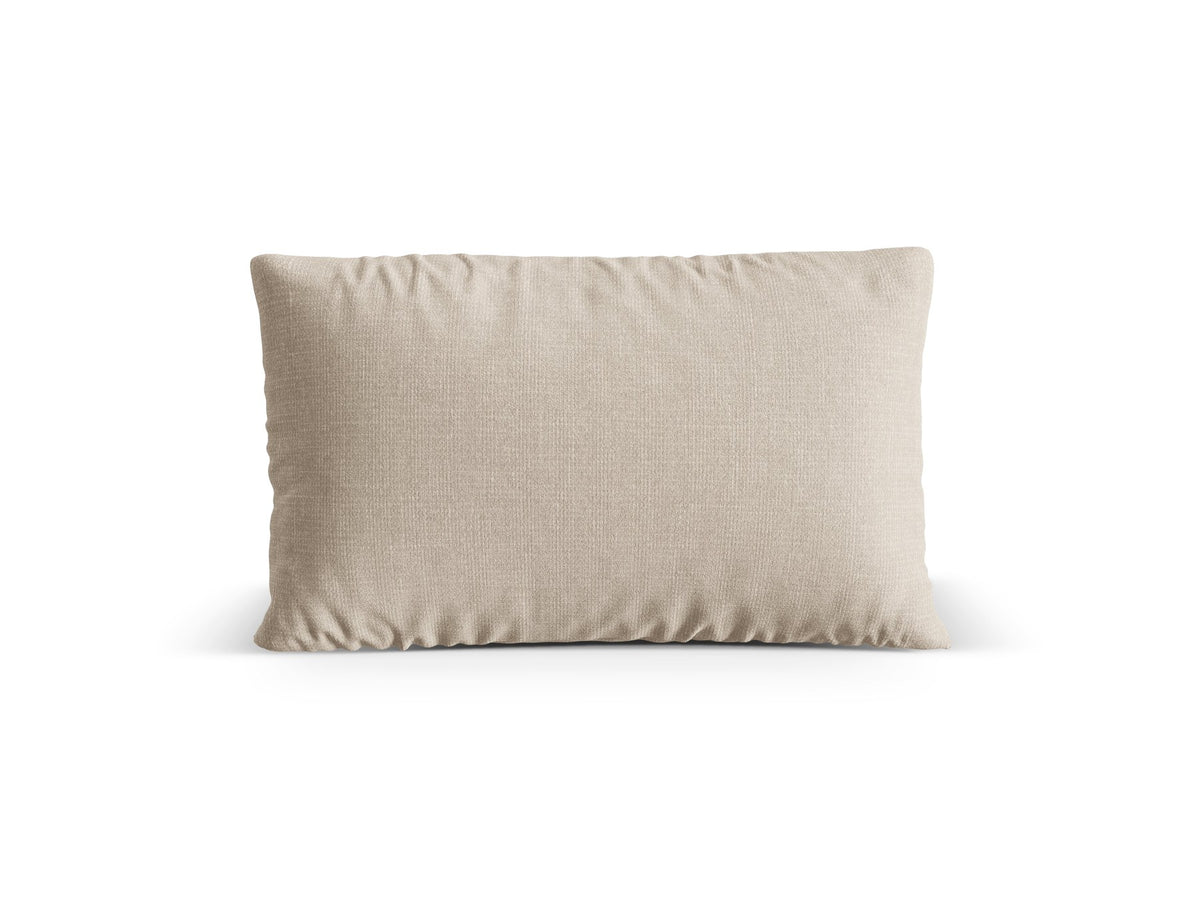 Beiges Deko Kissen Nuria von Micadoni aus Liberty Stoff mit feiner melierter Musterung, Masse 60x17x40 cm, rechteckige Form.