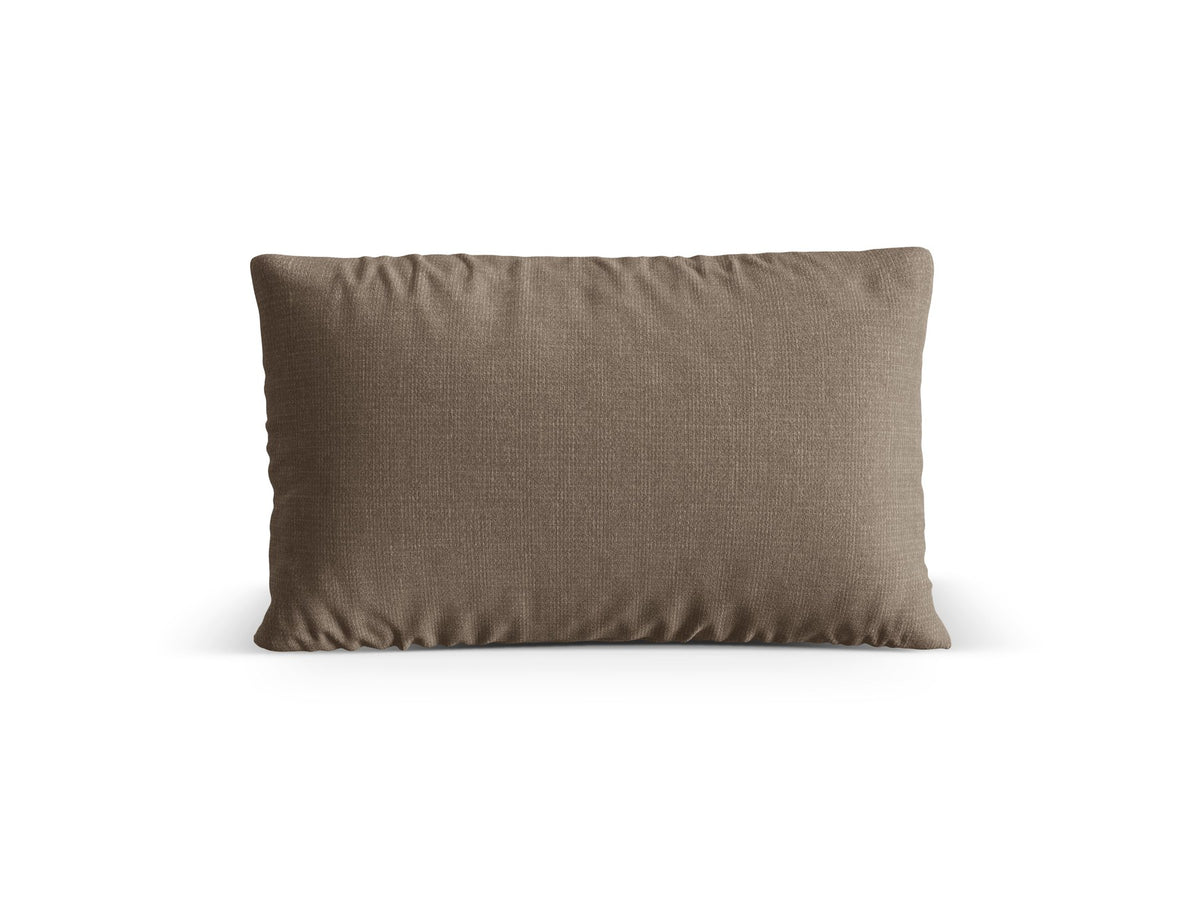 Beiges Deko Kissen Nuria von Micadoni aus Liberty Stoff mit feiner melierter Musterung, Masse 60x17x40 cm, rechteckige Form.