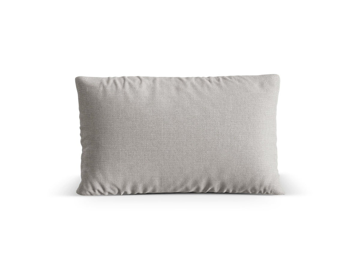 Beiges Deko Kissen Nuria von Micadoni aus Liberty Stoff mit feiner melierter Musterung, Masse 60x17x40 cm, rechteckige Form.