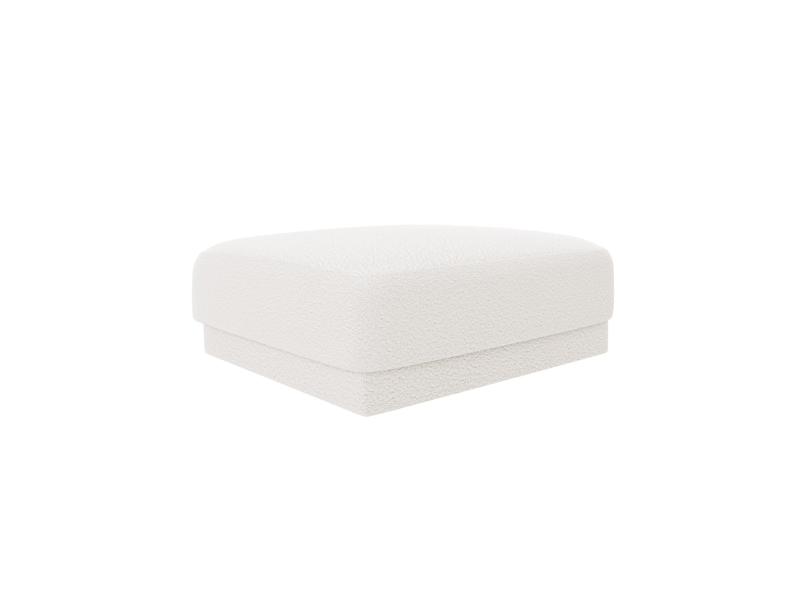 Eleganter Miley Boucle Pouf in Weiß, ideal als Sitzgelegenheit oder dekoratives Element für jedes moderne Zuhause.