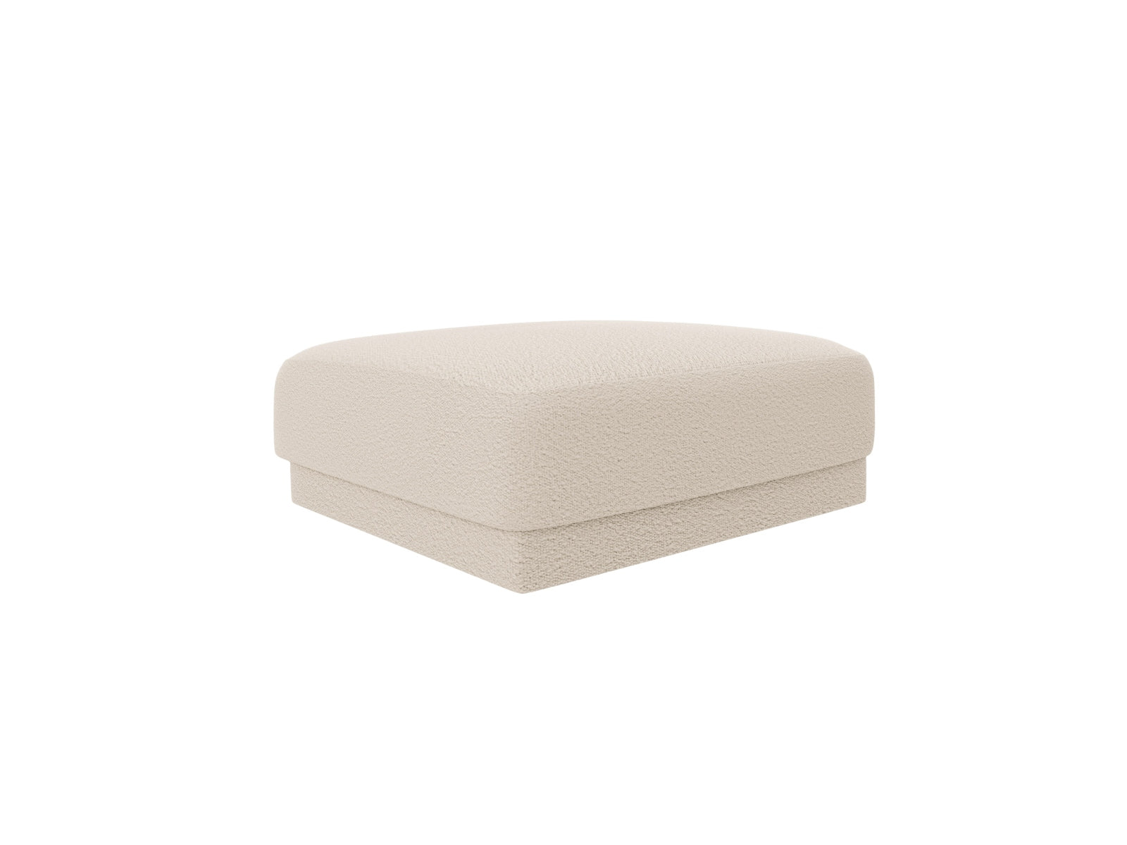 Stylischer Miley Boucle Pouf in sanftem Beige, ideal als Sitzgelegenheit oder Fußablage, perfekt für jedes moderne Wohnambiente.