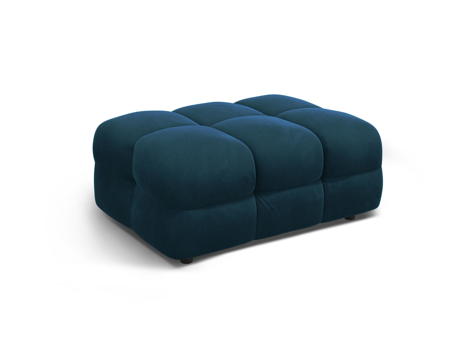 Eleganter Kendal Velour Pouf in tiefem Navy Blau, ideal für modulares Sofa-Design, stilvoll und vielseitig einsetzbar.
