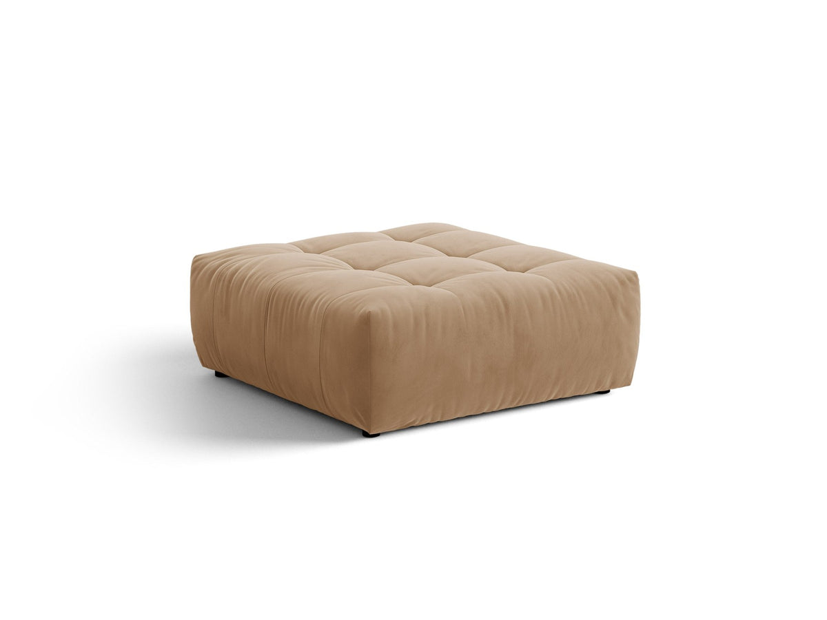 Beiger Sitzpouf Bloom von Micadoni mit rundem Design, Casino-Pearl-Stoffbezug und kurzen Beinen aus Polypropylen, Masse 107x99x42 cm.