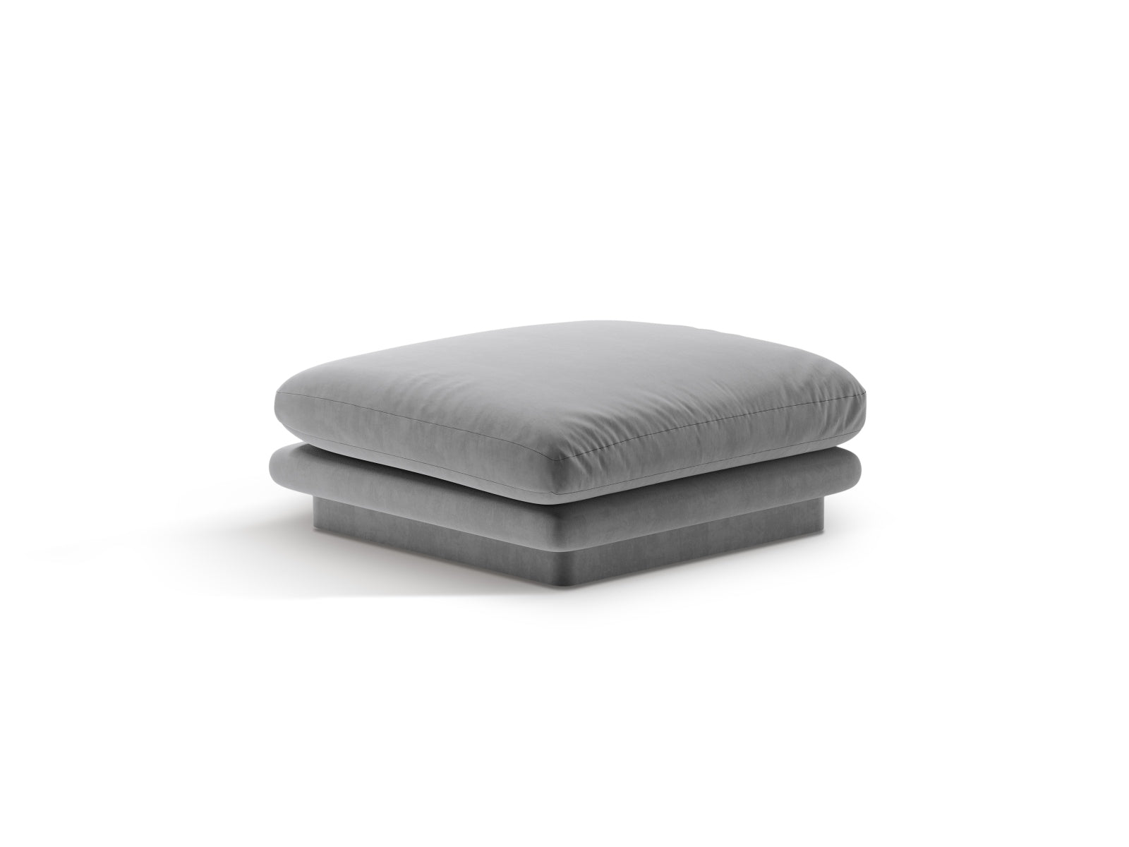 Eleganter Torino Velour Pouf in hellem Grau, ideal für modulares Sofa-Design, stilvoll und vielseitig einsetzbar.