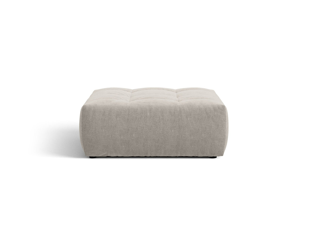 Beiger Sitzpouf Bloom von Micadoni mit rundem Design, Casino-Pearl-Stoffbezug und kurzen Beinen aus Polypropylen, Masse 107x99x42 cm.