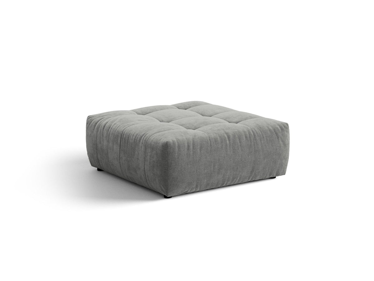 Beiger Sitzpouf Bloom von Micadoni mit rundem Design, Casino-Pearl-Stoffbezug und kurzen Beinen aus Polypropylen, Masse 107x99x42 cm.