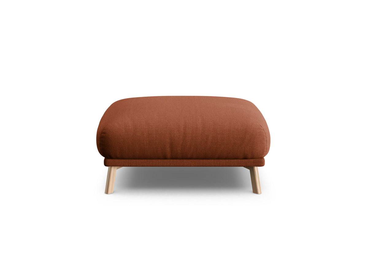 Naomi Pouf 85cm von Micadoni in Beige-Salvador, runder Sitzhocker mit Samtbezug, Holzrahmen und kurzen Holzbeinen.
