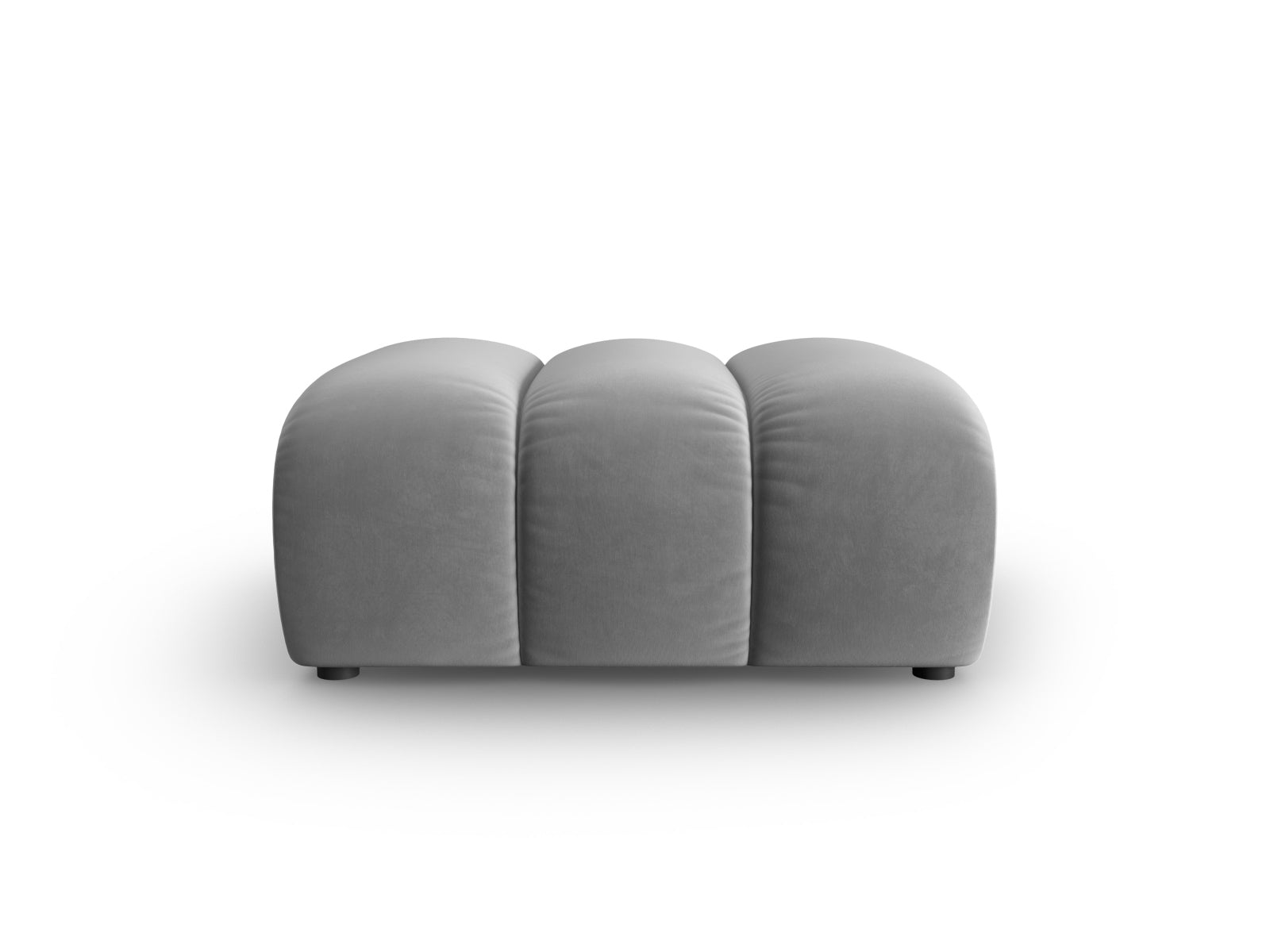 Eleganter Lupine Velour Pouf in stilvollem Grau, ideal für gemütliche Sitzgelegenheiten und moderne Wohnräume.