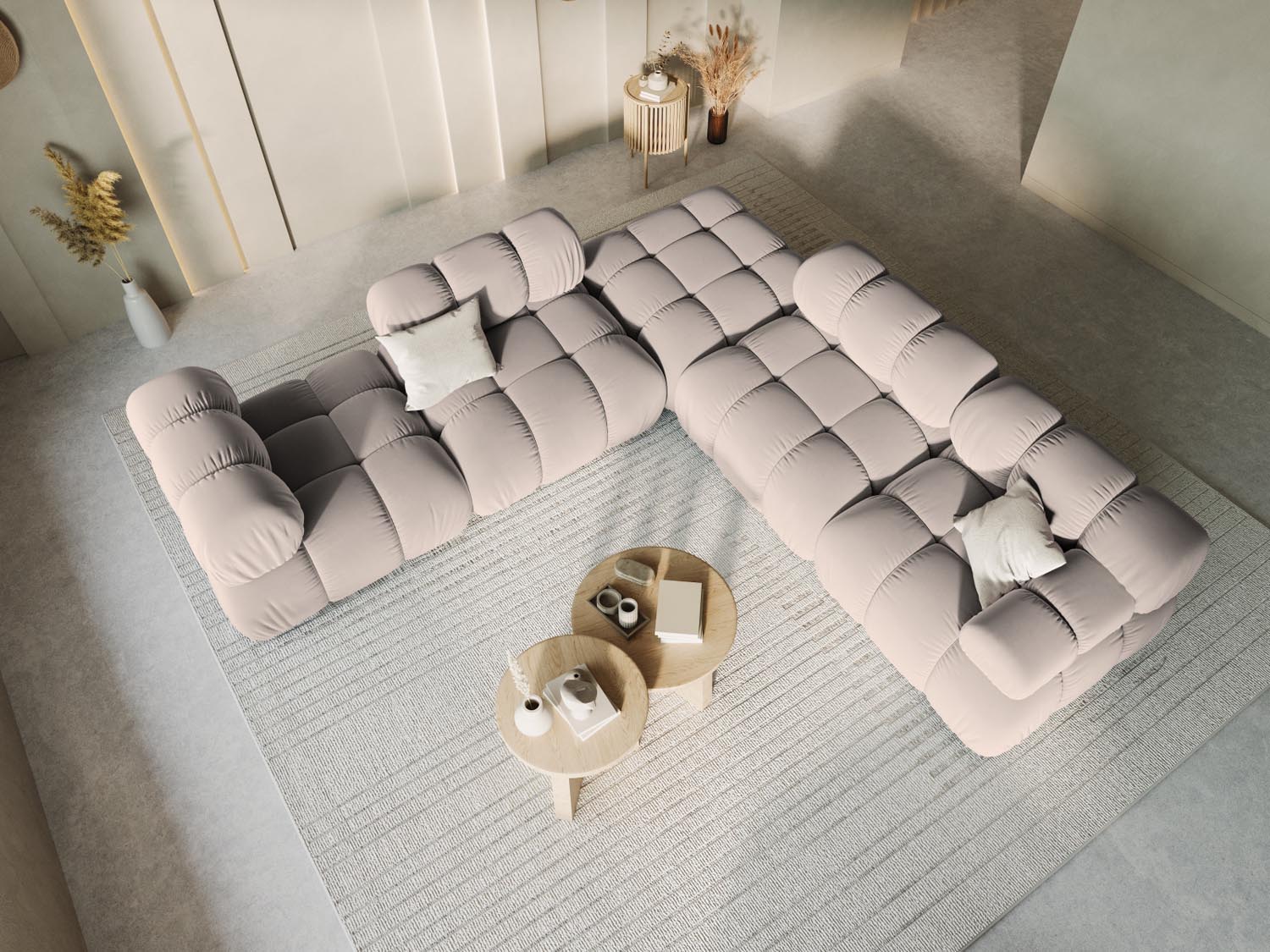 Entdecken Sie den eleganten Bellis Velour Pouf von Micadoni – ein stilvoller Hocker mit 94 cm Durchmesser, ideal für jeden Wohnraum.