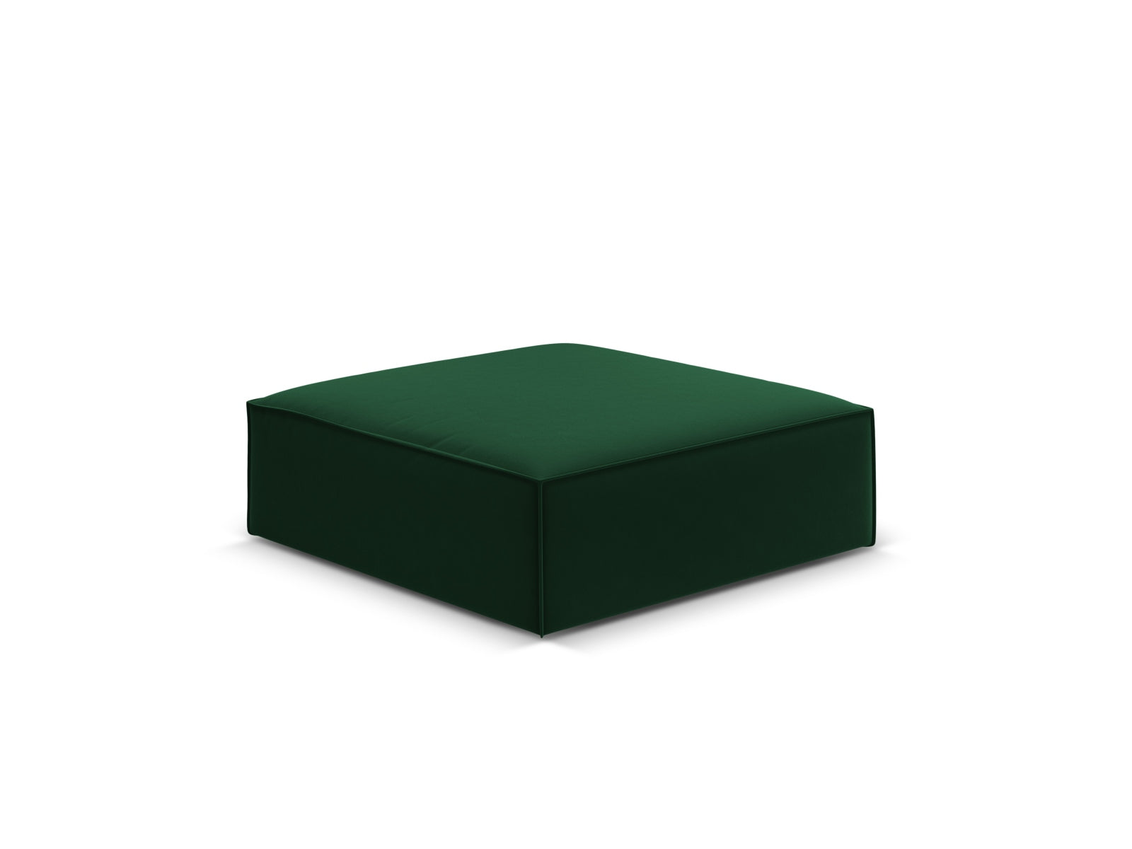 Eleganter Kaelle Velour Pouf in sattem Flaschengrün, ideal als stilvolle Sitzgelegenheit oder Fußablage im modernen Wohnraum.
