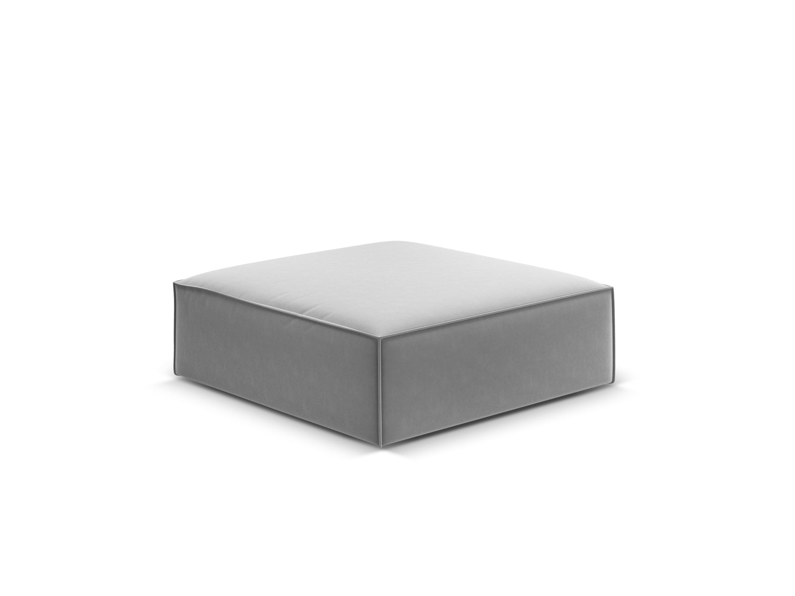 Eleganter Kaelle Velour Pouf in stilvollem Grau-Blau, ideal als Sitzgelegenheit oder Fußablage, perfekt für jedes moderne Zuhause.