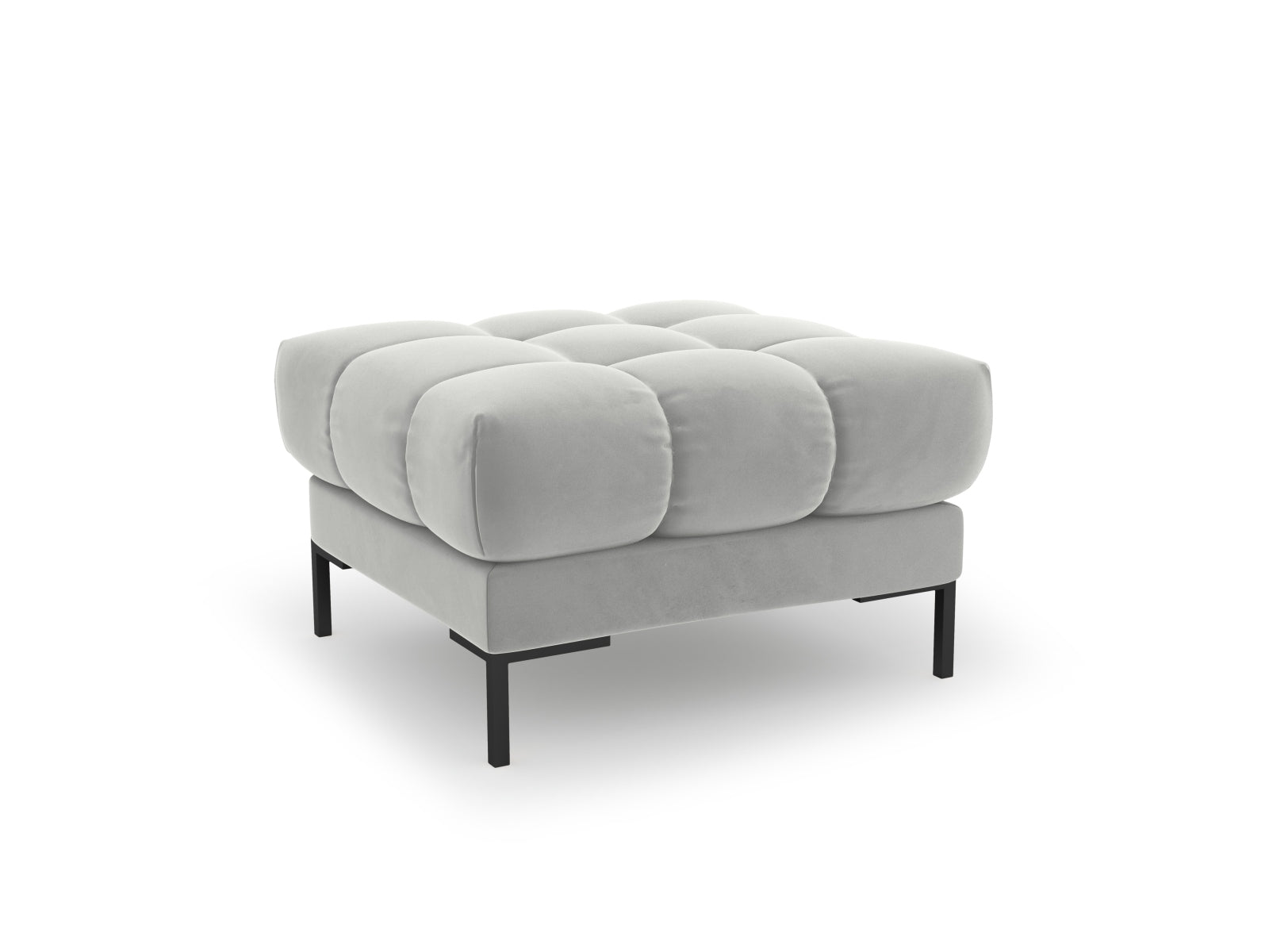 Mamaia Velour Pouf 1 Sitz in Silver/Schwarz-Bluvel präsentiert im Onlineshop von KAQTU Design AG. Pouf ist von Micadoni