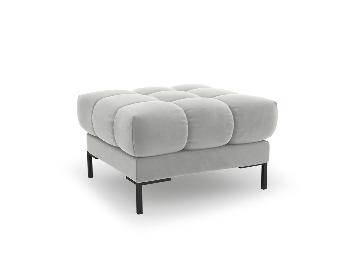 Mamaia Velour Pouf 1 Sitz in Silver/Schwarz-Bluvel präsentiert im Onlineshop von KAQTU Design AG. Pouf ist von Micadoni