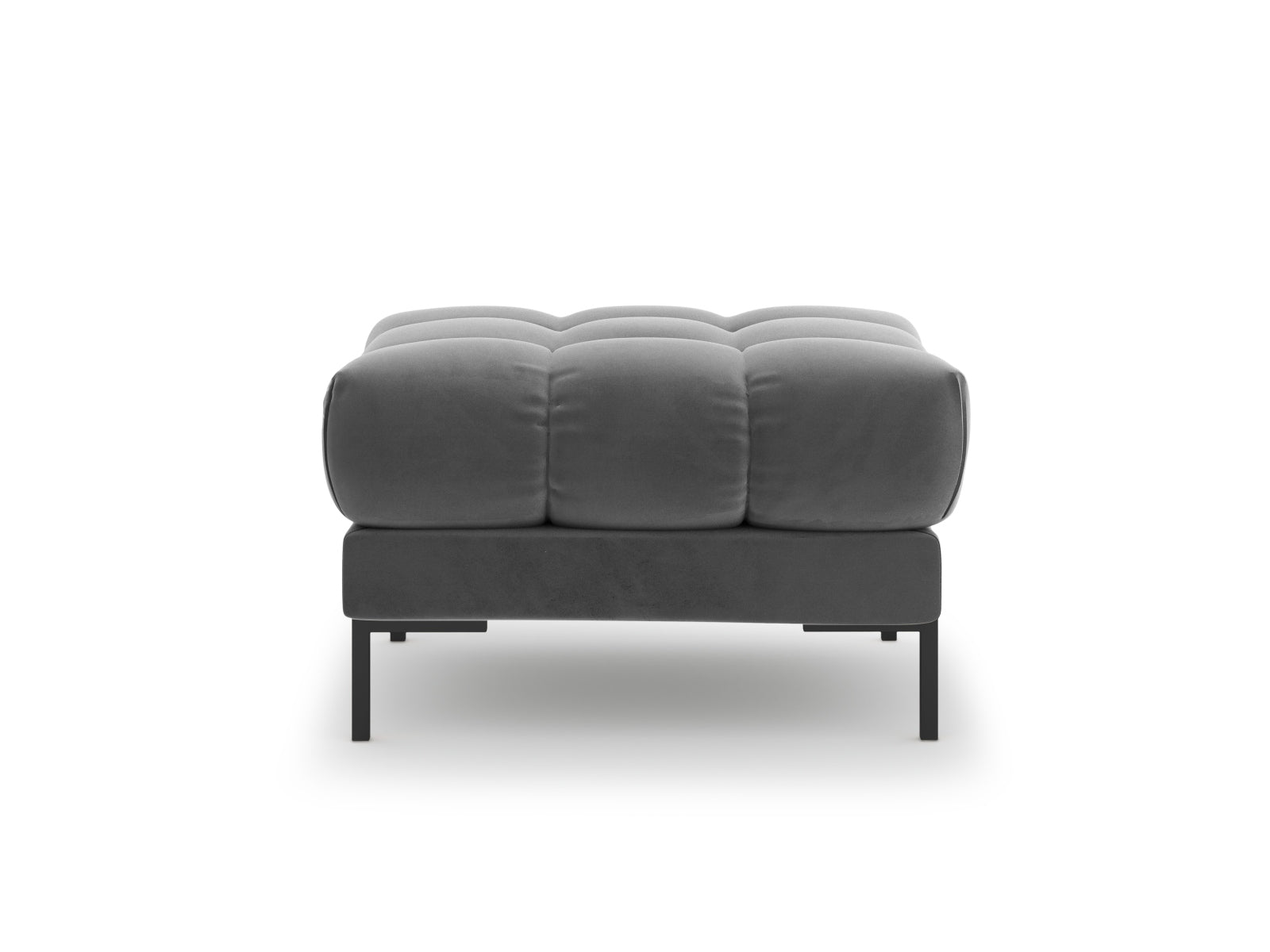 Stylischer Mamaia Velour Pouf in edlem Grau, perfekt für moderne Interiors. Bietet zusätzlichen Sitzplatz und setzt Akzente.