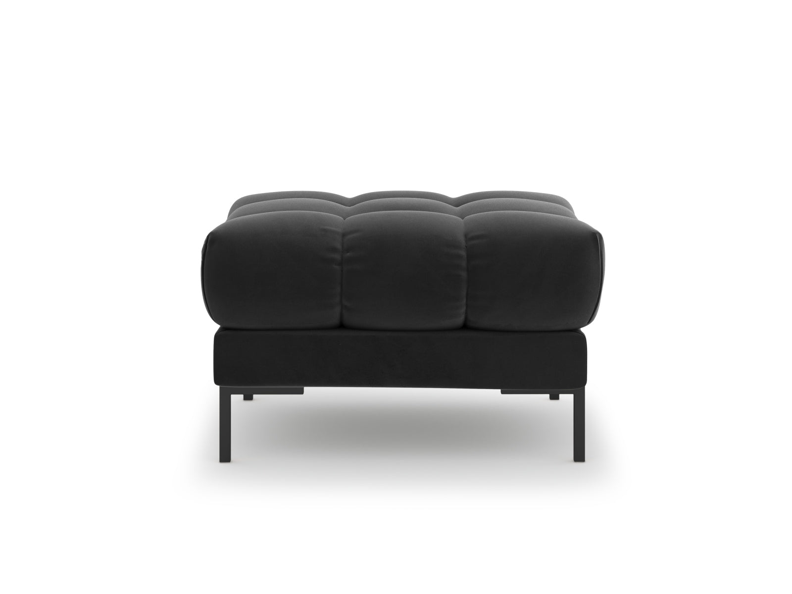 Stylischer Mamaia Velour Pouf in edlem Dunkelgrau, bietet zusätzlichen Sitzplatz und setzt moderne Akzente in jedem Raum.