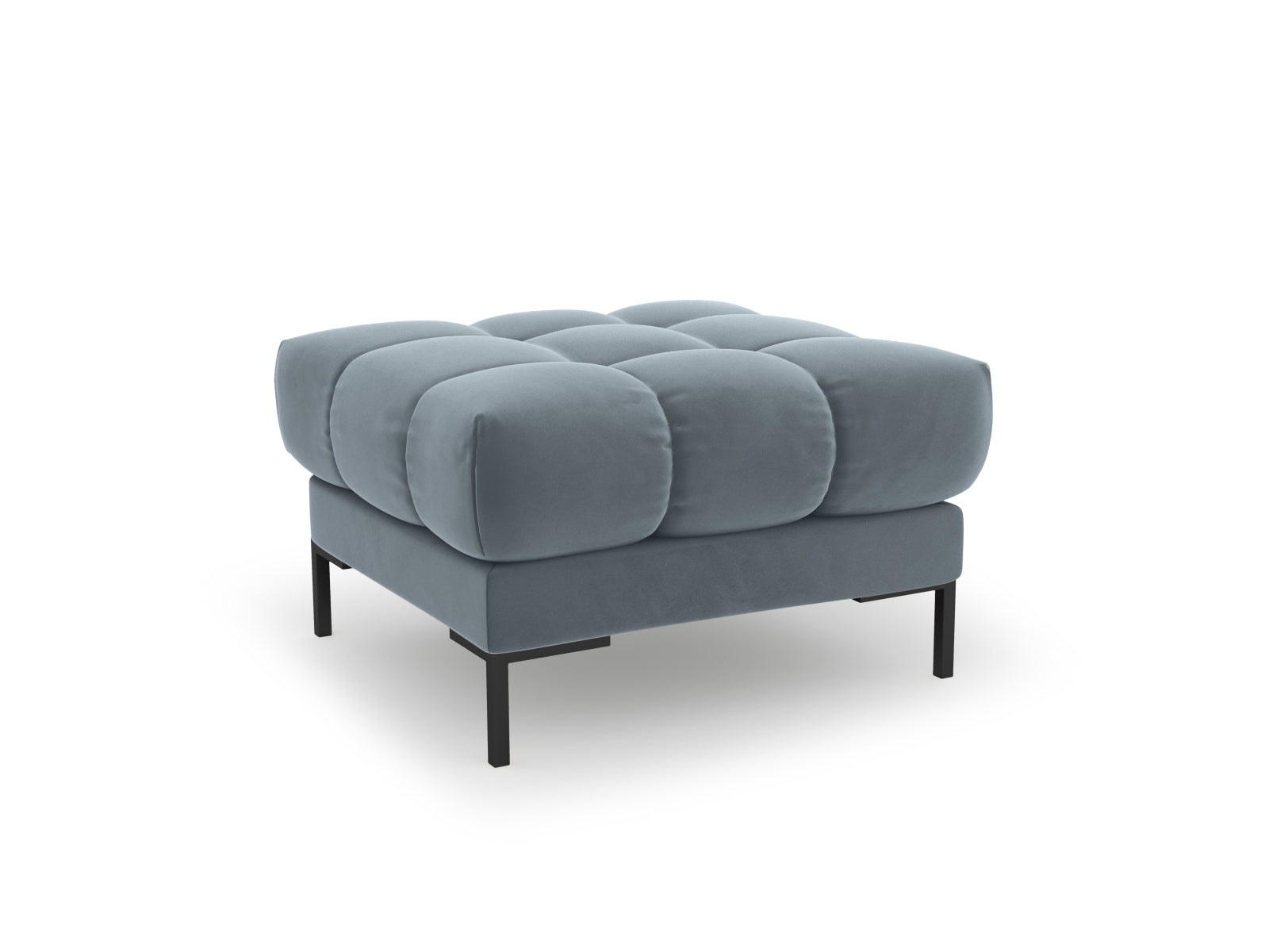 Mamaia Velour Pouf 1 Sitz in Light Blue/Schwarz-Bluvel präsentiert im Onlineshop von KAQTU Design AG. Pouf ist von Micadoni
