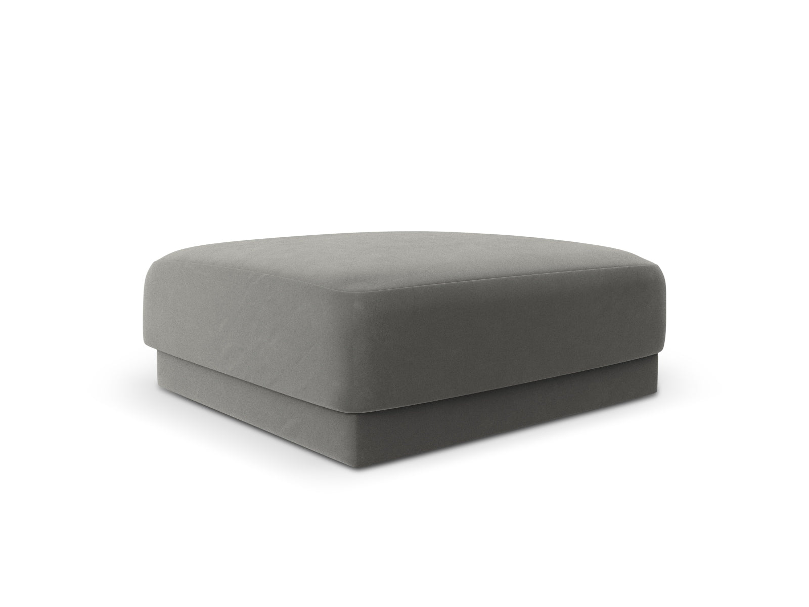 Eleganter Miley Velour Pouf in sanftem Grau, ideal für stilvolle Akzente in jedem Raum. Hochwertige Verarbeitung von Micadoni.