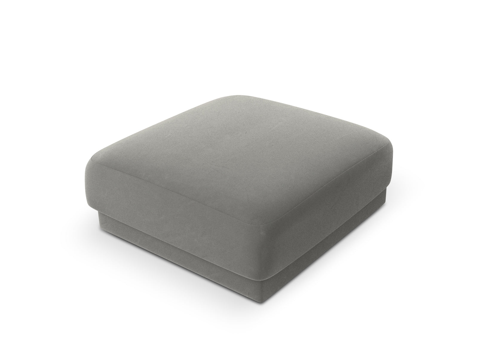 Stylischer Miley Velour Pouf in zartem Grau, perfekt für moderne Wohnräume. Bequem und vielseitig einsetzbar, von Micadoni.
