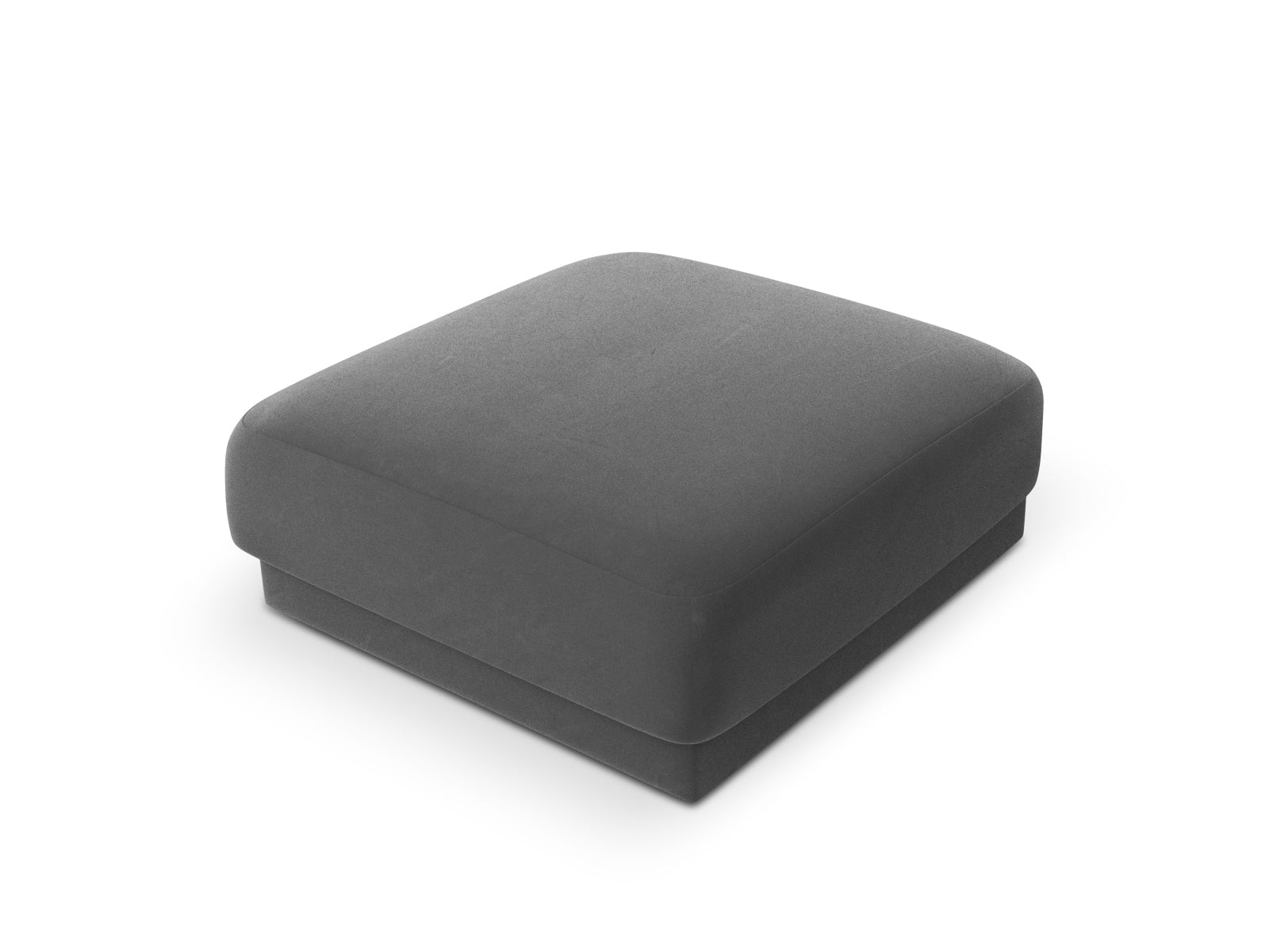 Stylischer Miley Velour Pouf in edlem Grau-Blau, perfekt als Sitzgelegenheit oder dekoratives Element in Ihrem Zuhause.