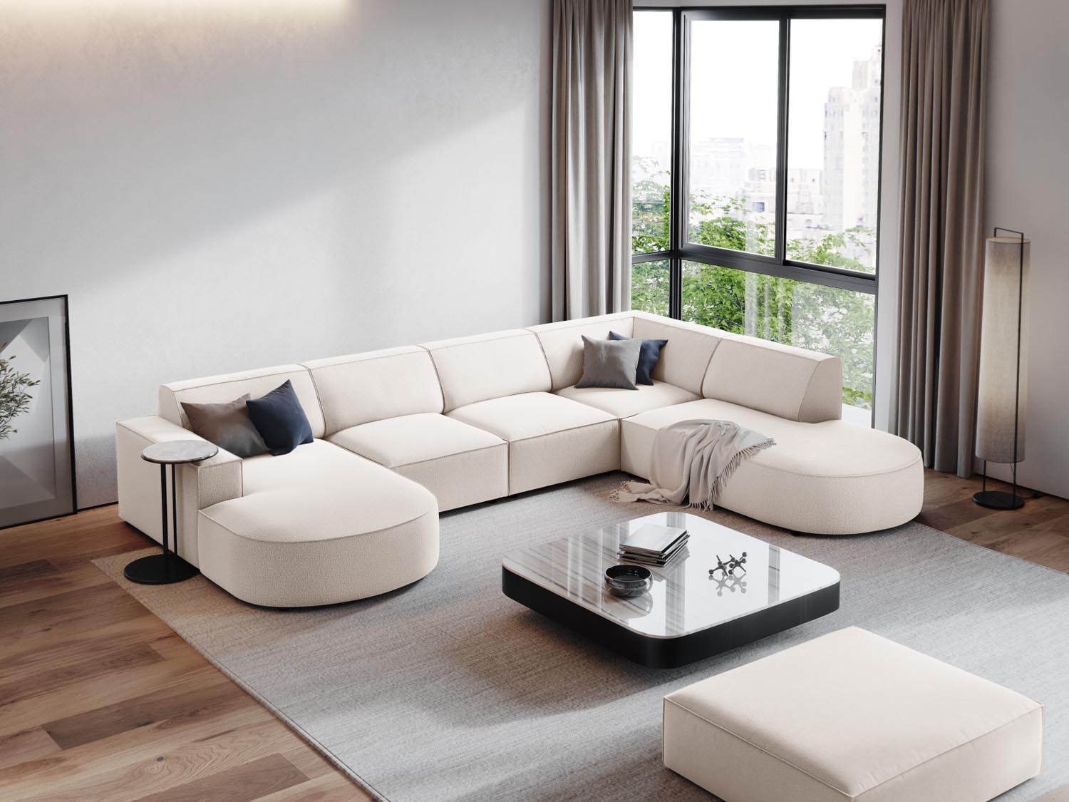 Jodie Pouf 1 Sitz in Light Beige-Megan präsentiert im Onlineshop von KAQTU Design AG. Pouf ist von Micadoni