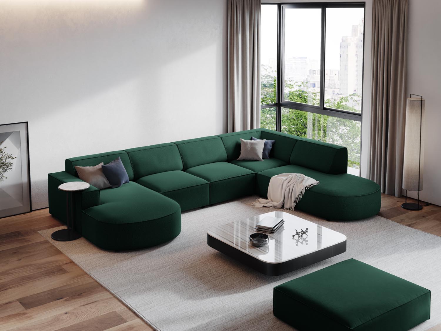 Entdecken Sie den stilvollen Jodie Pouf 1 Sitz von Micadoni – vielseitig, bequem und perfekt für jedes moderne Zuhause.