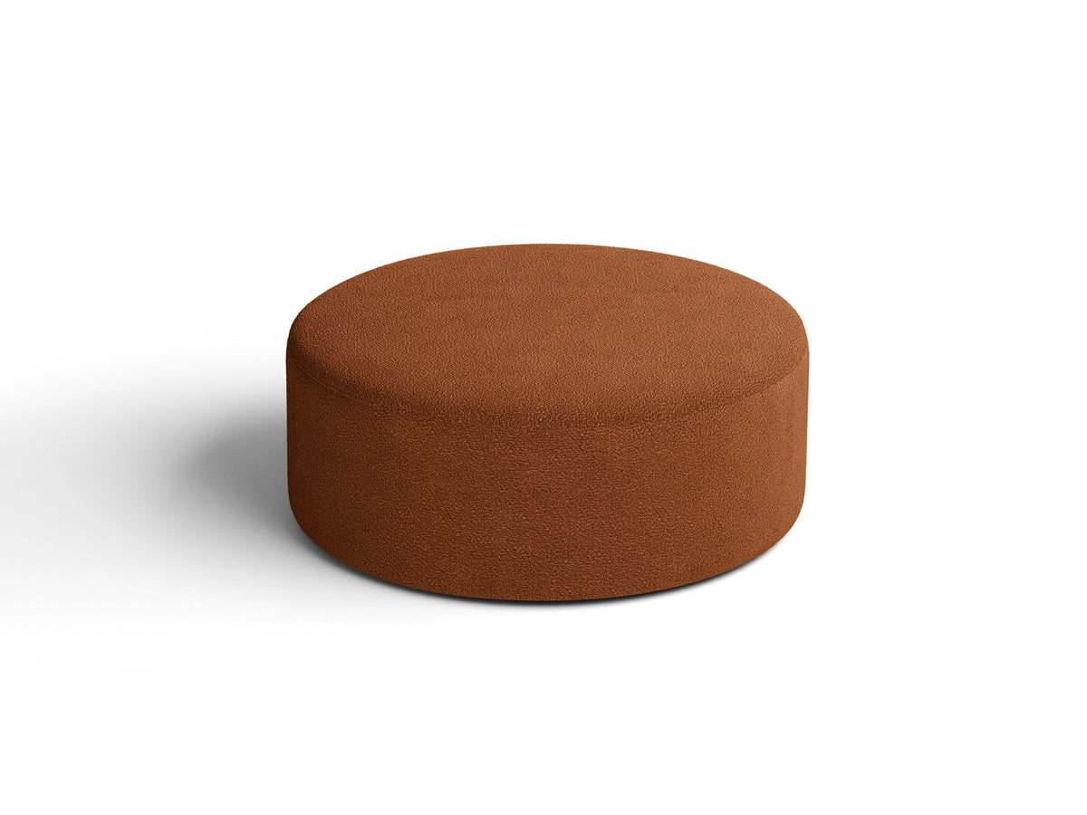 Weisser Pouf Dia von Micadoni mit strukturiertem Bouclé-Stoff, quadratischer Form und niedrigen Beinen aus Polypropylen.