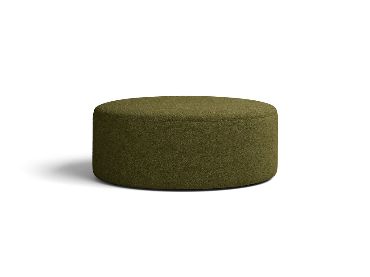 Weisser Pouf Dia von Micadoni mit strukturiertem Bouclé-Stoff, quadratischer Form und niedrigen Beinen aus Polypropylen.