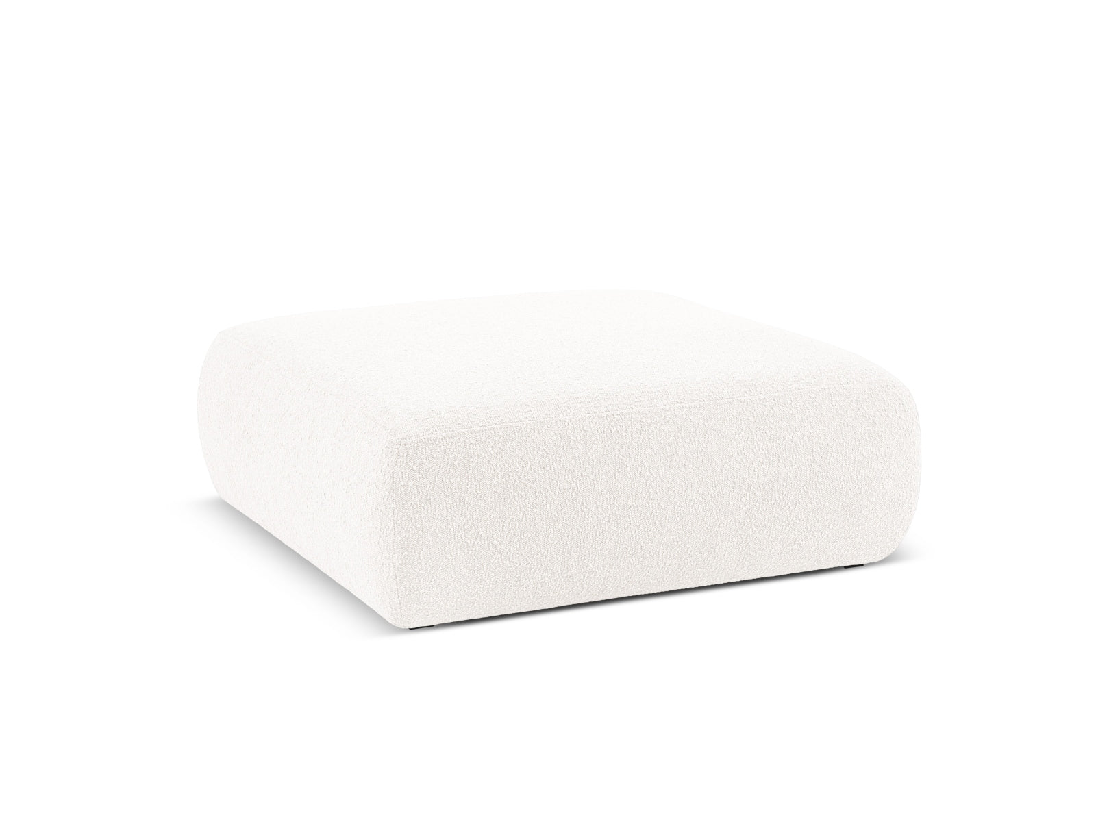 Eleganter Molino Boucle Pouf in Weiß, ideal für stilvolle Wohnräume. Bequem und vielseitig einsetzbar, perfekt als Sitzgelegenheit oder Fußablage.