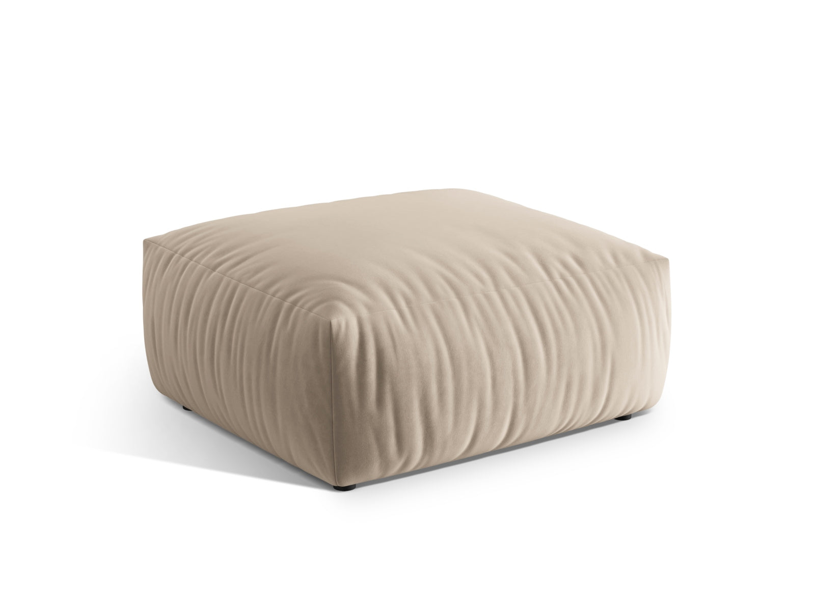 Eleganter Chris Velour Pouf 1 Sitzer in Ecru-Casino, ideal für stilvolle Wohnräume. Teil der flexiblen Sofakollektion von Micadoni.