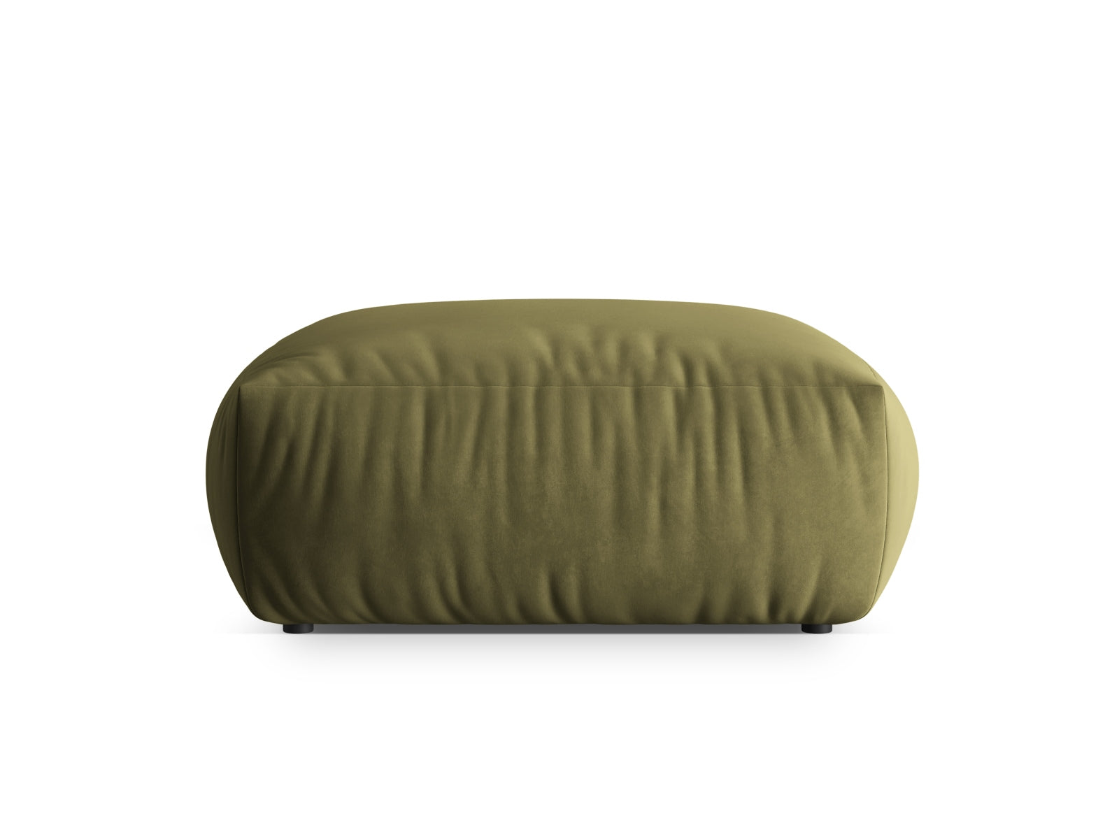 Eleganter Chris Velour Pouf 1 Sitzer in zartem Hellgrün, ideal für moderne Wohnkonzepte und als bequeme Sitzgelegenheit.