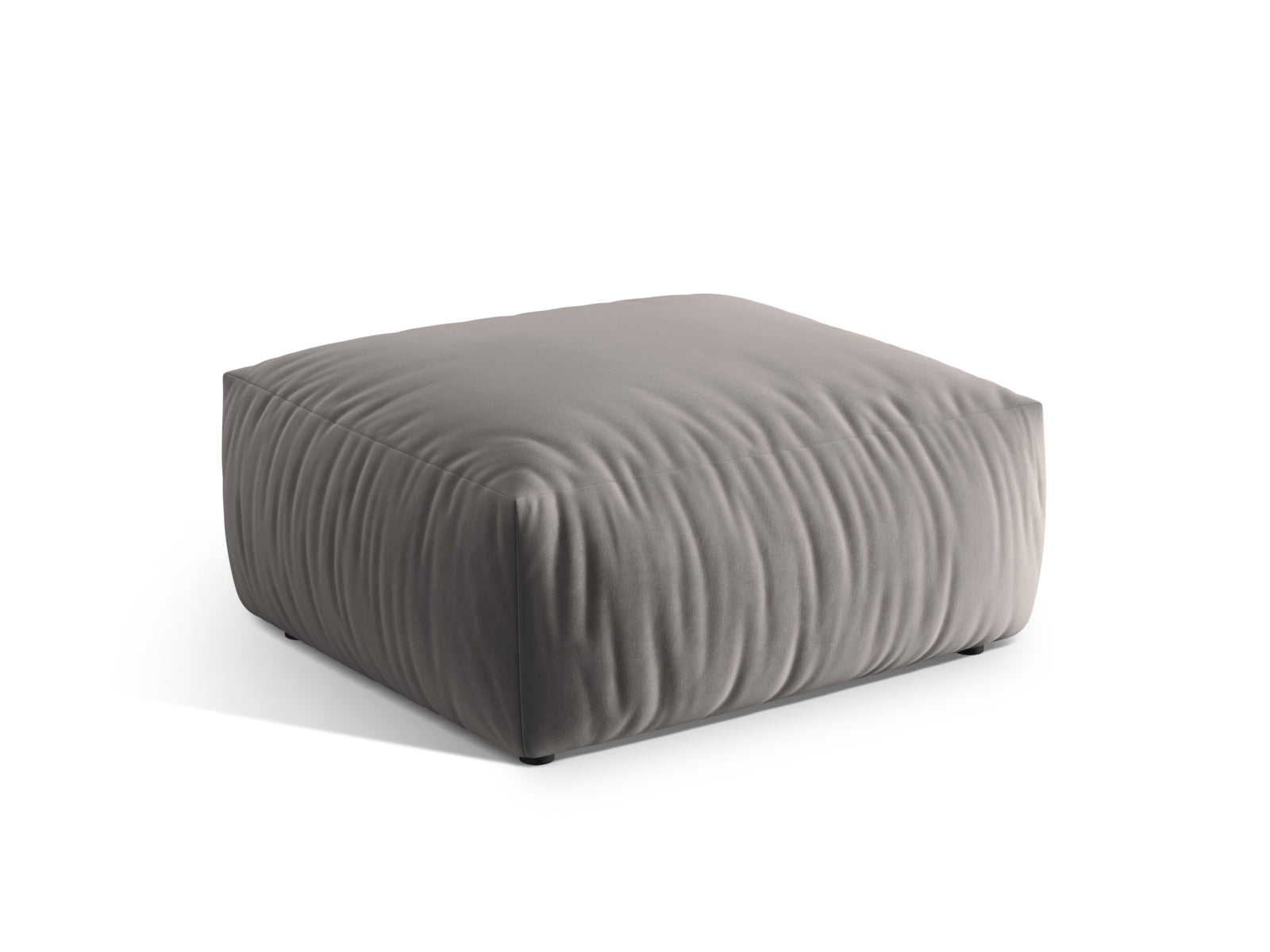 Eleganter Chris Velour Pouf 1 Sitzer in modernem Grau, ideal für vielseitige Wohnkonzepte und als gemütliches Designelement.