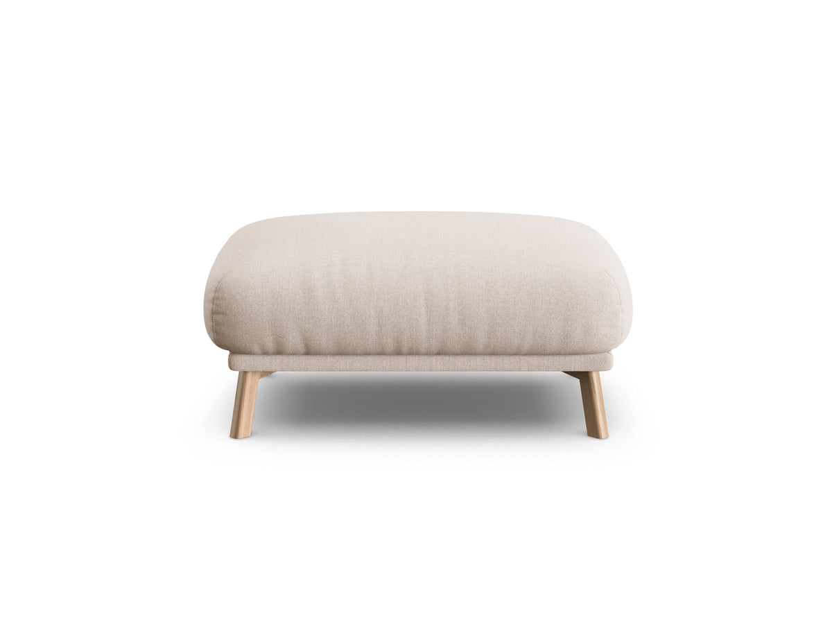 Naomi Pouf 100cm von Micadoni in Beige-Salvador mit Veloursbezug, Holzbeinen und rechteckiger, gepolsterter Sitzfläche.