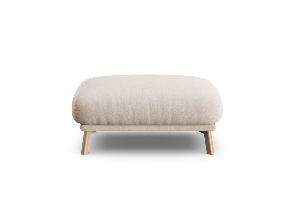 Naomi Pouf 100cm von Micadoni in Beige-Salvador mit Veloursbezug, Holzbeinen und rechteckiger, gepolsterter Sitzfläche.