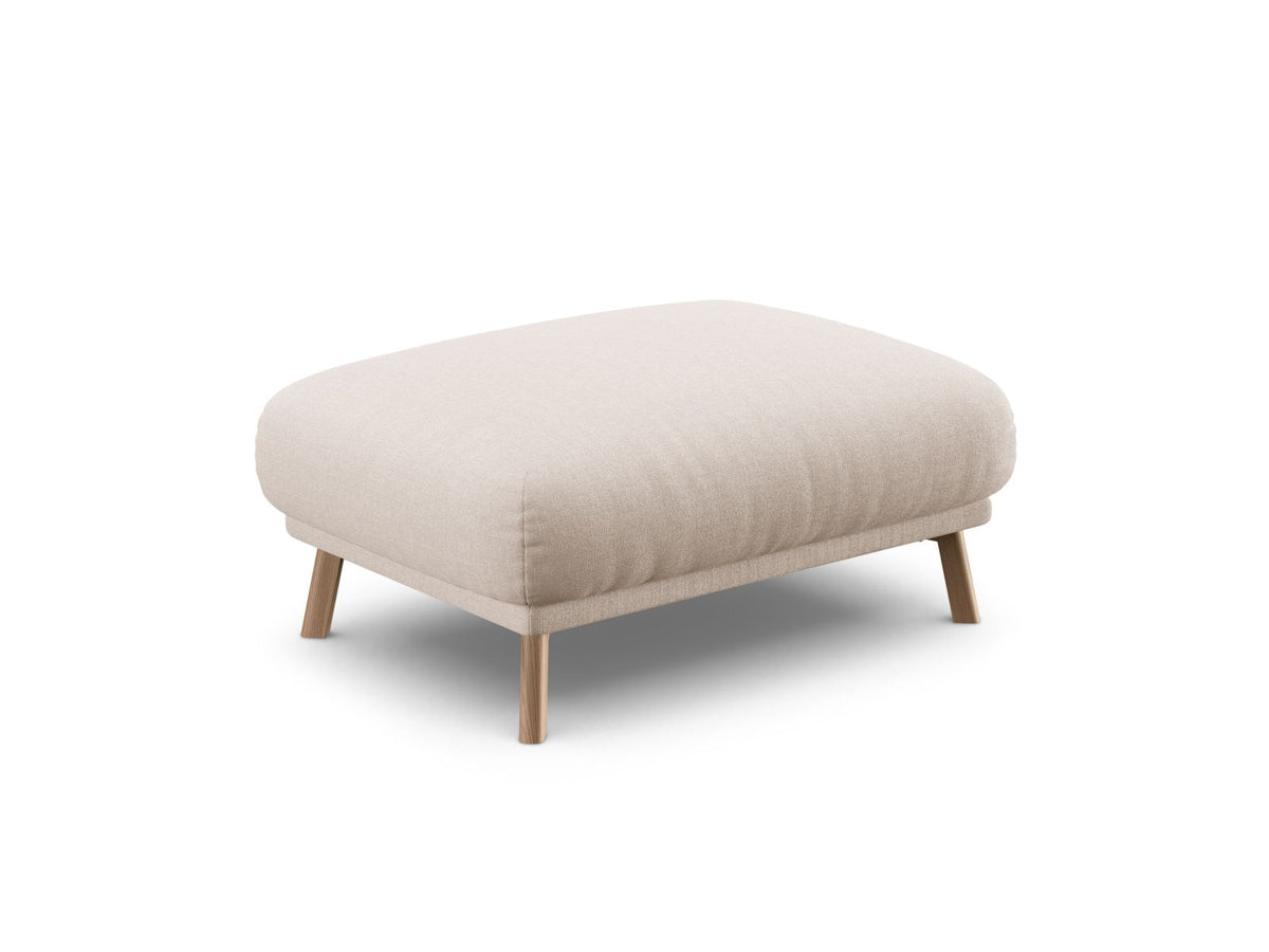 Naomi Pouf 100cm von Micadoni in Beige-Salvador mit Veloursbezug, Holzbeinen und rechteckiger, gepolsterter Sitzfläche.